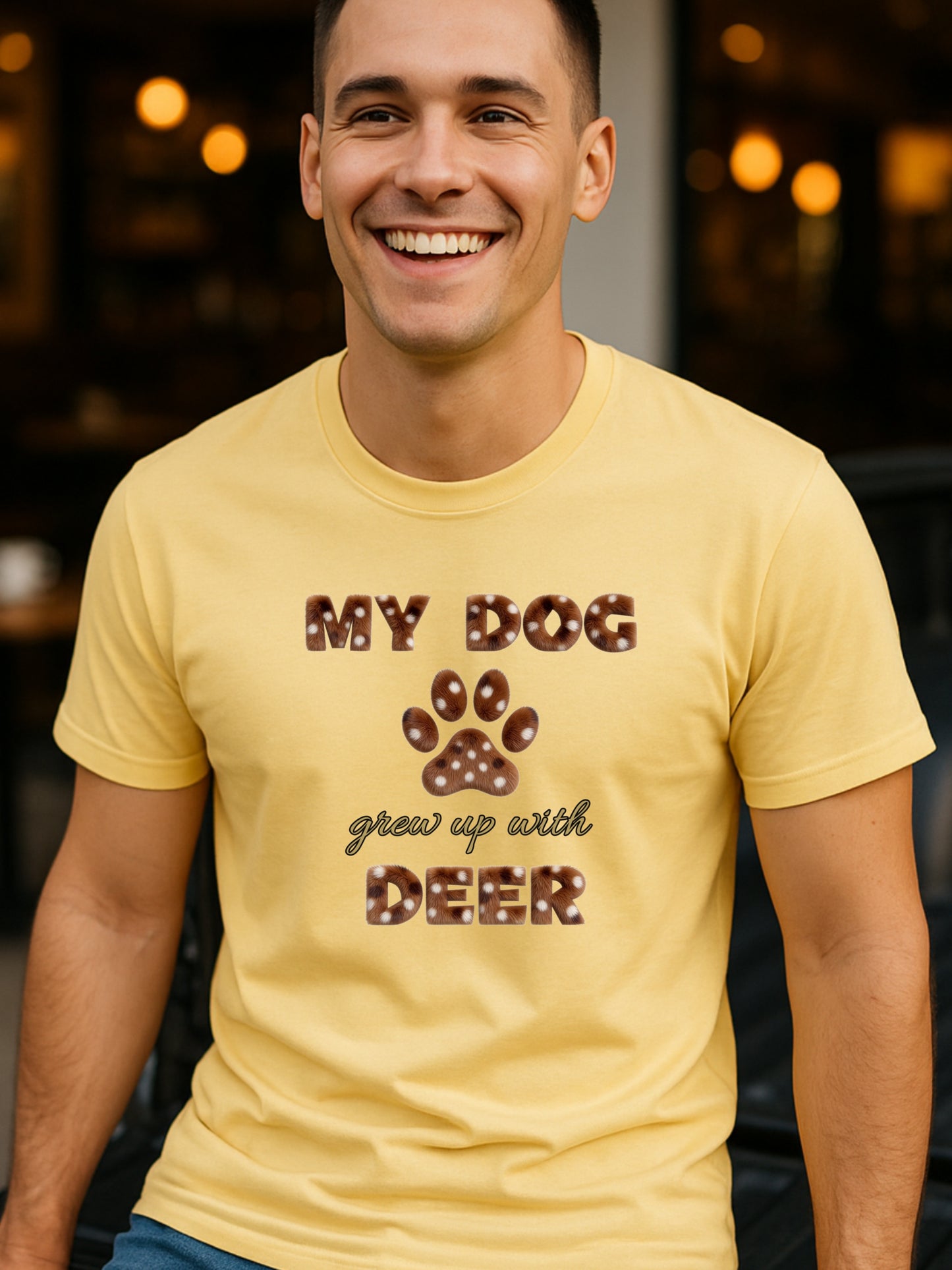 My Dog Grew Up With Deer Shirt Funny Dog Mom Paw Print Gift  Garment-Dyed Tee