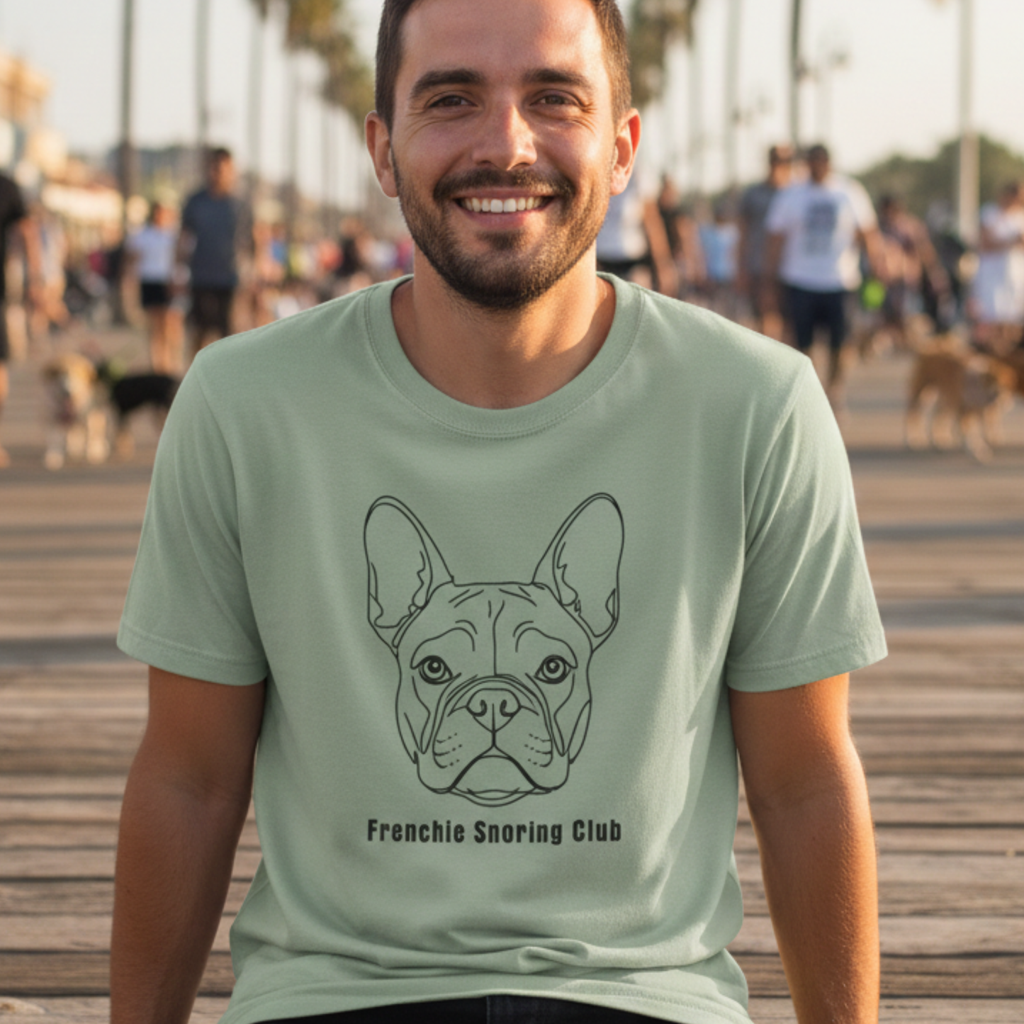 Frenchie Snoring Club Shirt Funny French Bulldog Line Art Dog Lover Gift  Garment-Dyed Tee