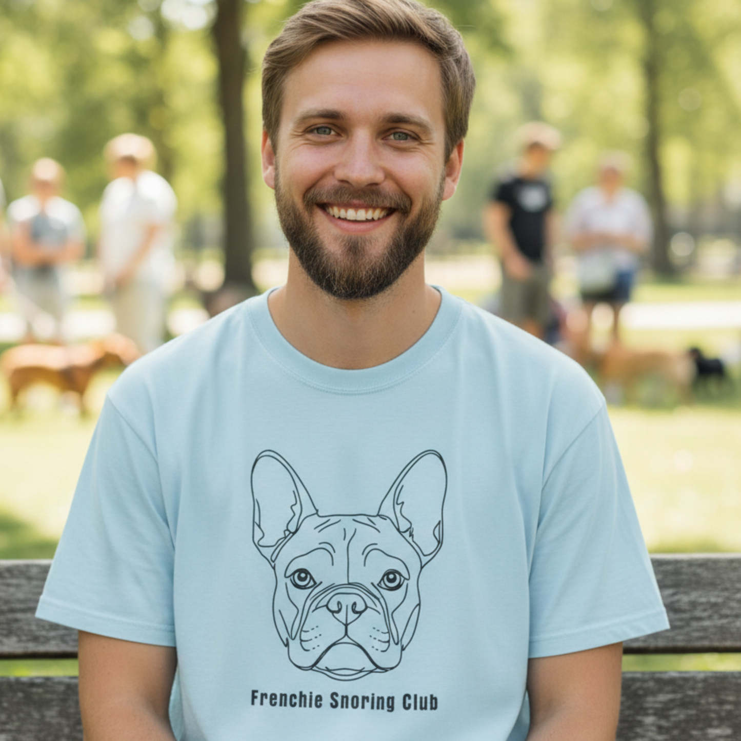 Frenchie Snoring Club Shirt Funny French Bulldog Line Art Dog Lover Gift  Garment-Dyed Tee
