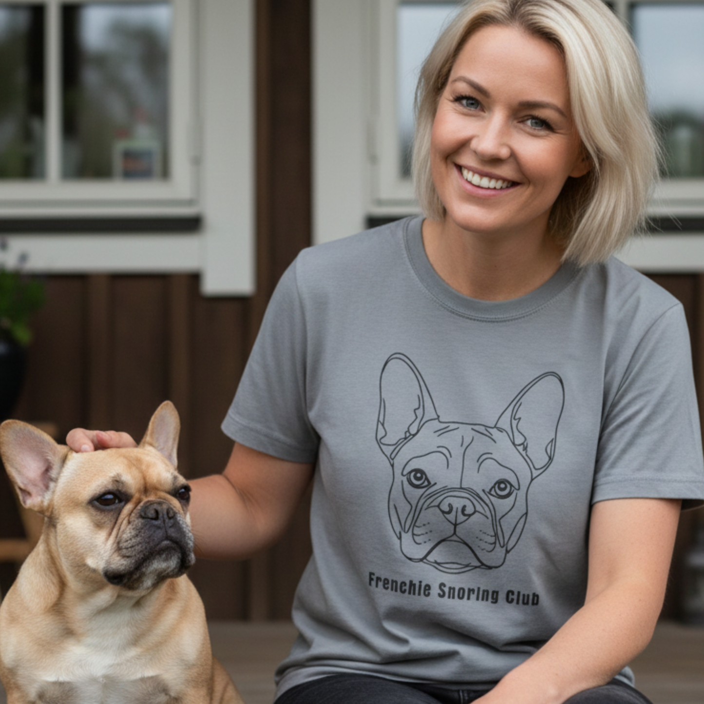Frenchie Snoring Club Shirt Funny French Bulldog Line Art Dog Lover Gift  Garment-Dyed Tee