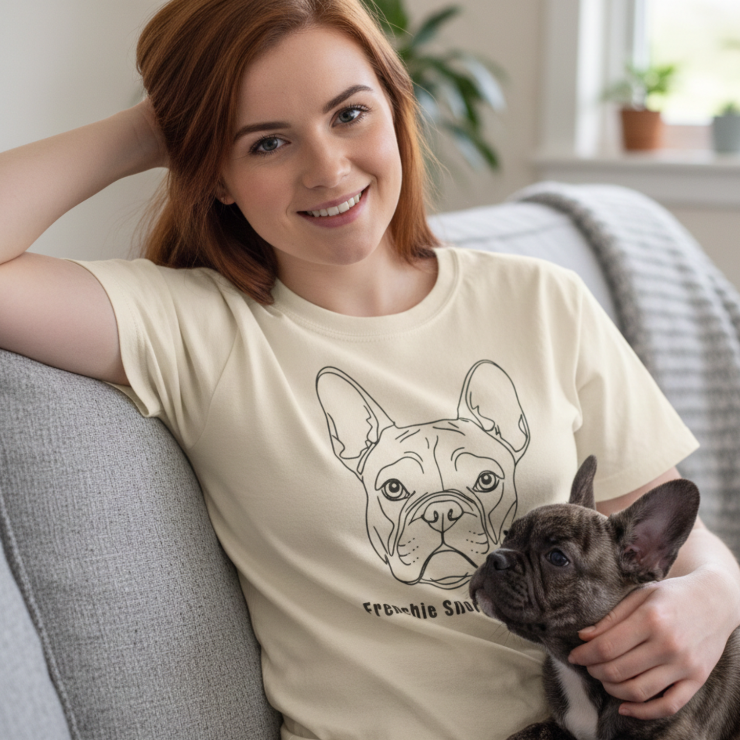 Frenchie Snoring Club Shirt Funny French Bulldog Line Art Dog Lover Gift  Garment-Dyed Tee