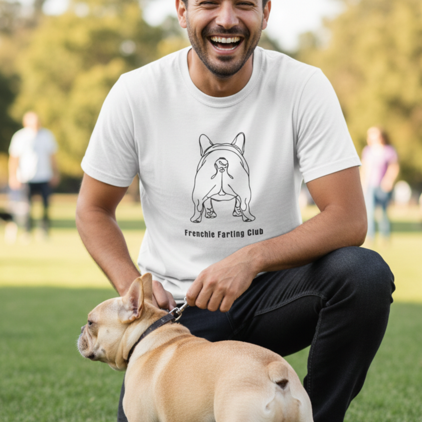 Frenchie Farting Club Shirt Funny Bulldog Dog Humor Front and Back Print Garment-Dyed Tee