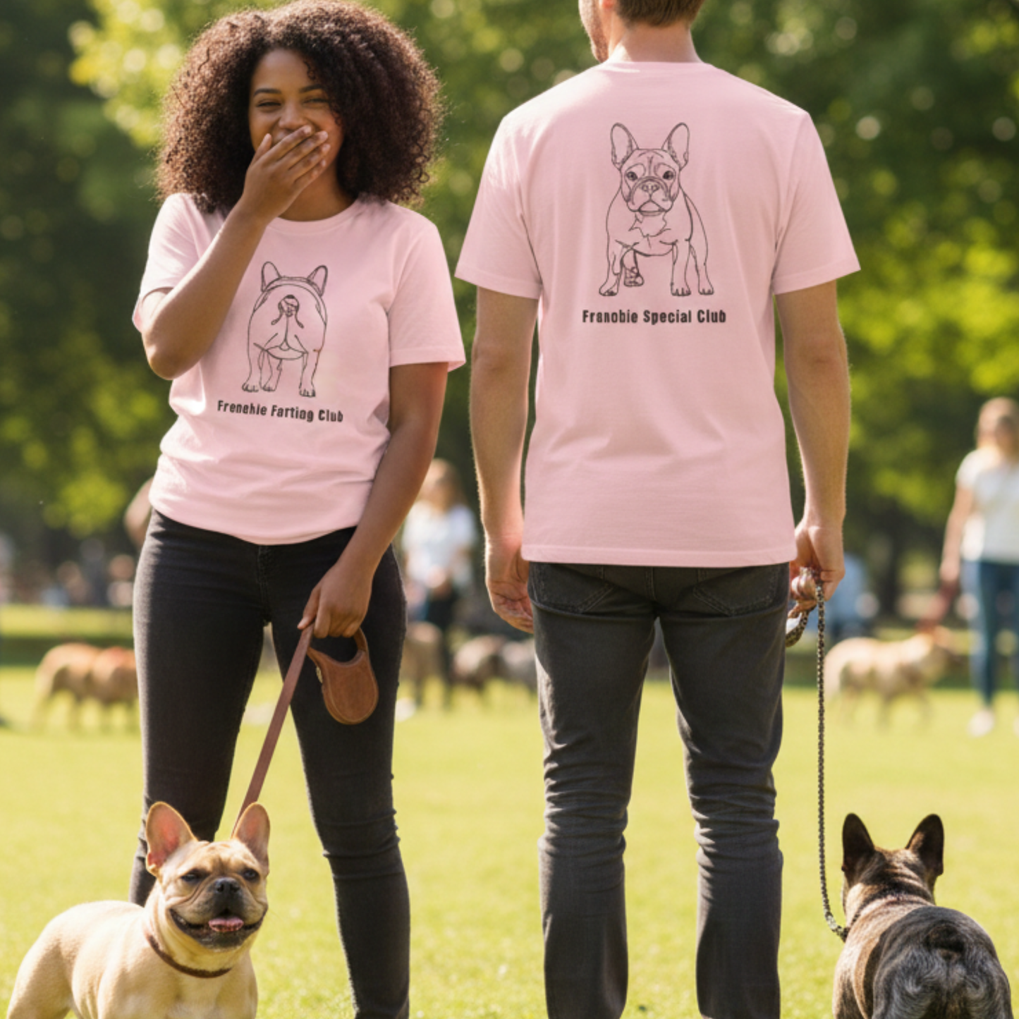 Frenchie Farting Club Shirt Funny Bulldog Dog Humor Front and Back Print Garment-Dyed Tee