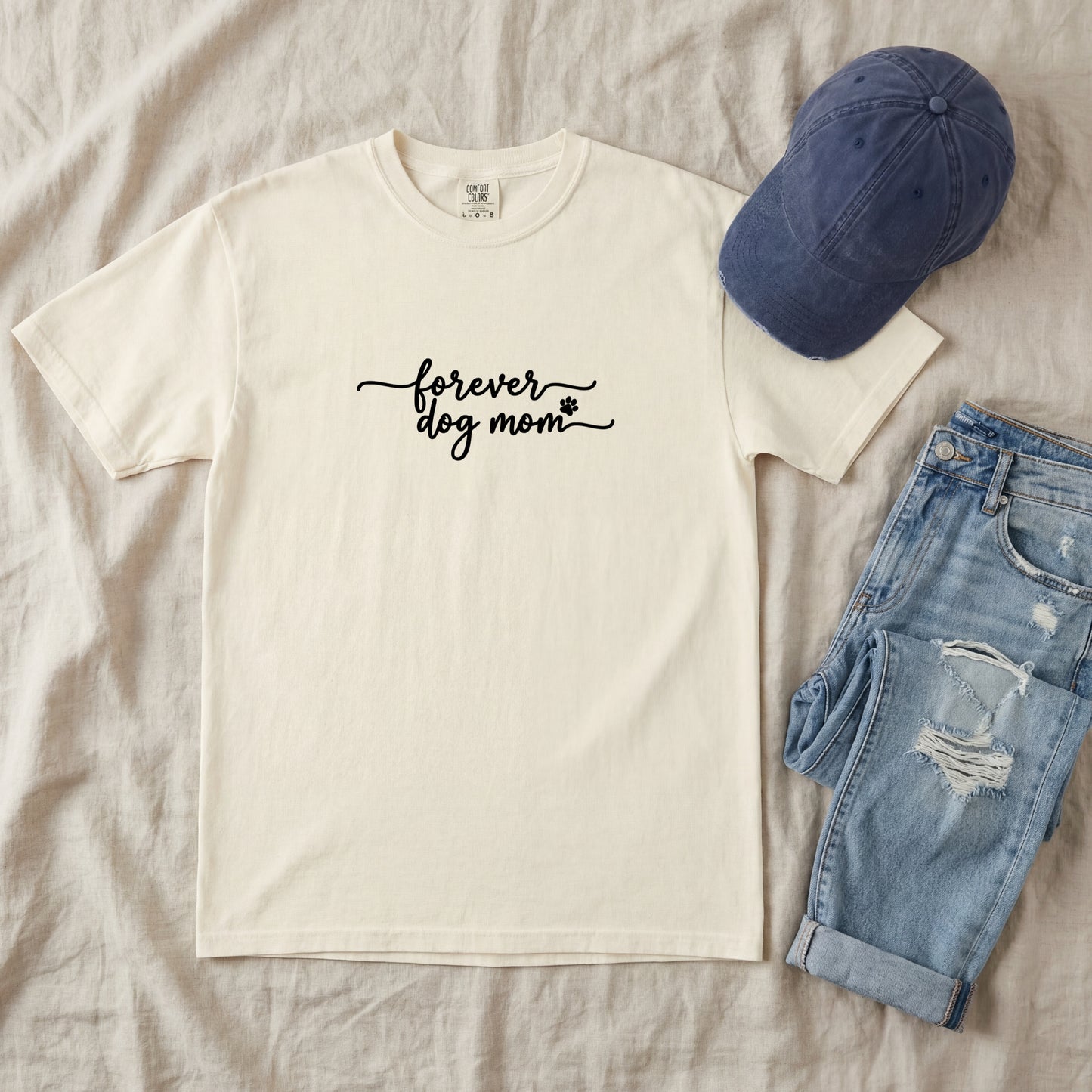 Forever Dog Mom Shirt |  Pet Lover Gift | Puppy Paw Garment-Dyed Tee