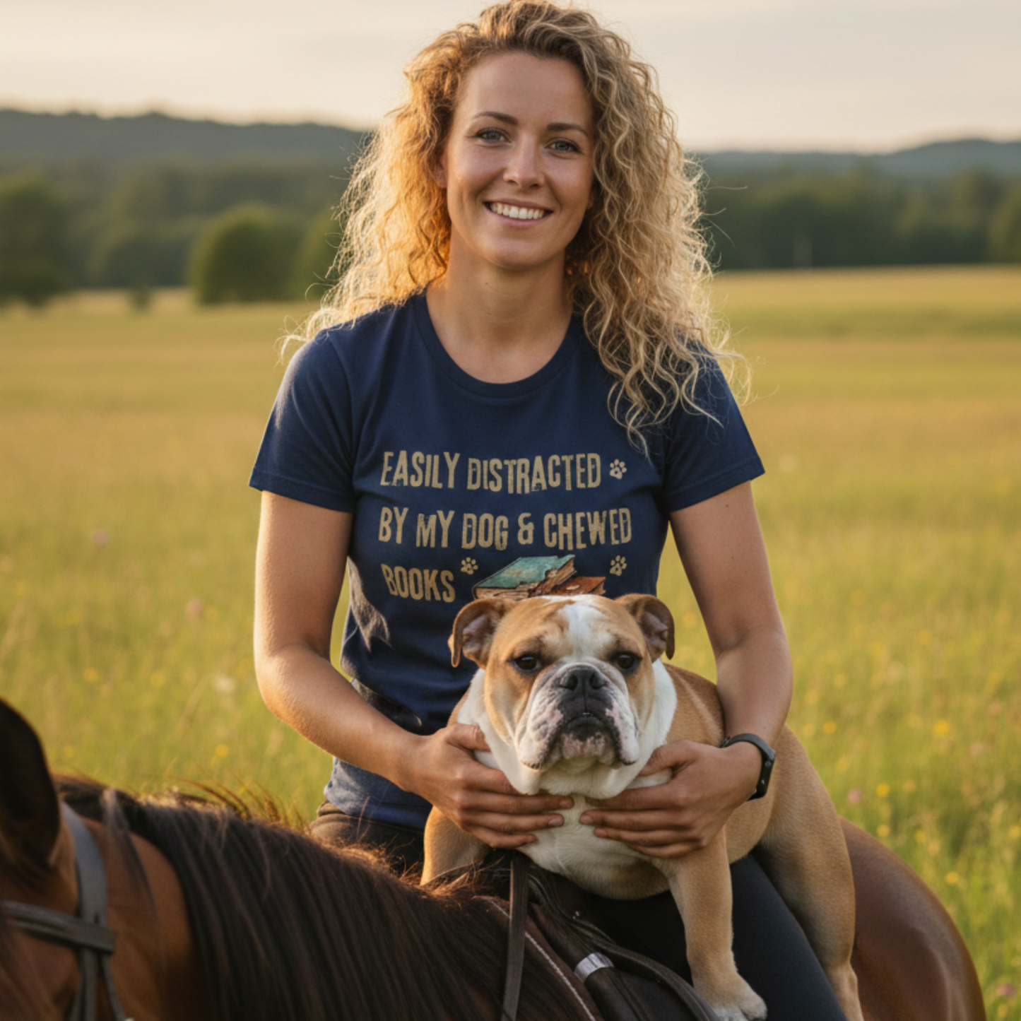 Easily Distracted By My Dog And Chewed Books T-shirt | Dog Lover Reader Garment-Dyed Shirt