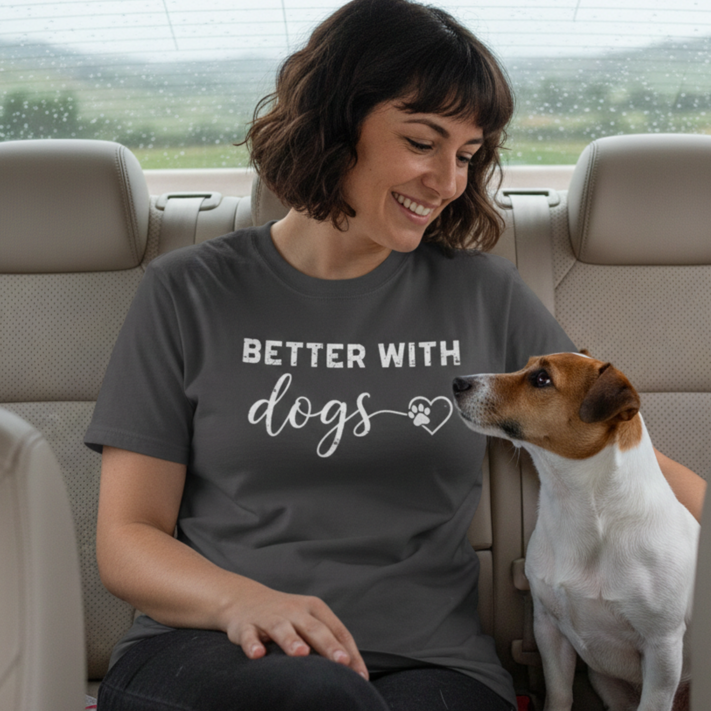 Better With Dogs Shirt Dog Lover Tee Garment-Dyed Graphic Crewneck | Gift For Women
