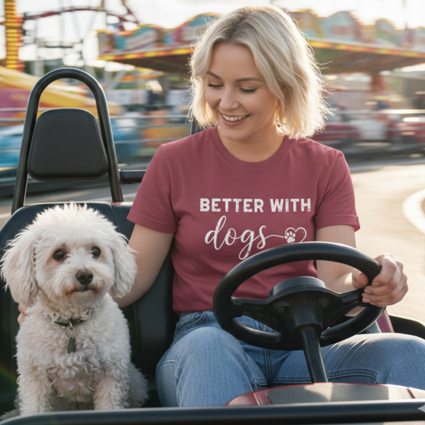 Better With Dogs Shirt Dog Lover Tee Garment-Dyed Graphic Crewneck | Gift For Women