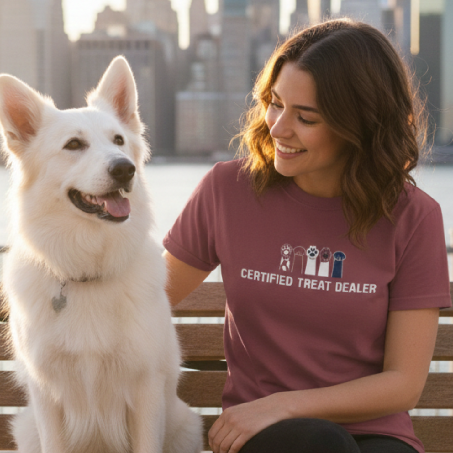 Certified Treat Dealer, Dog T-Shirt | Funny Paw Graphic Unisex Garment Dyed Tee
