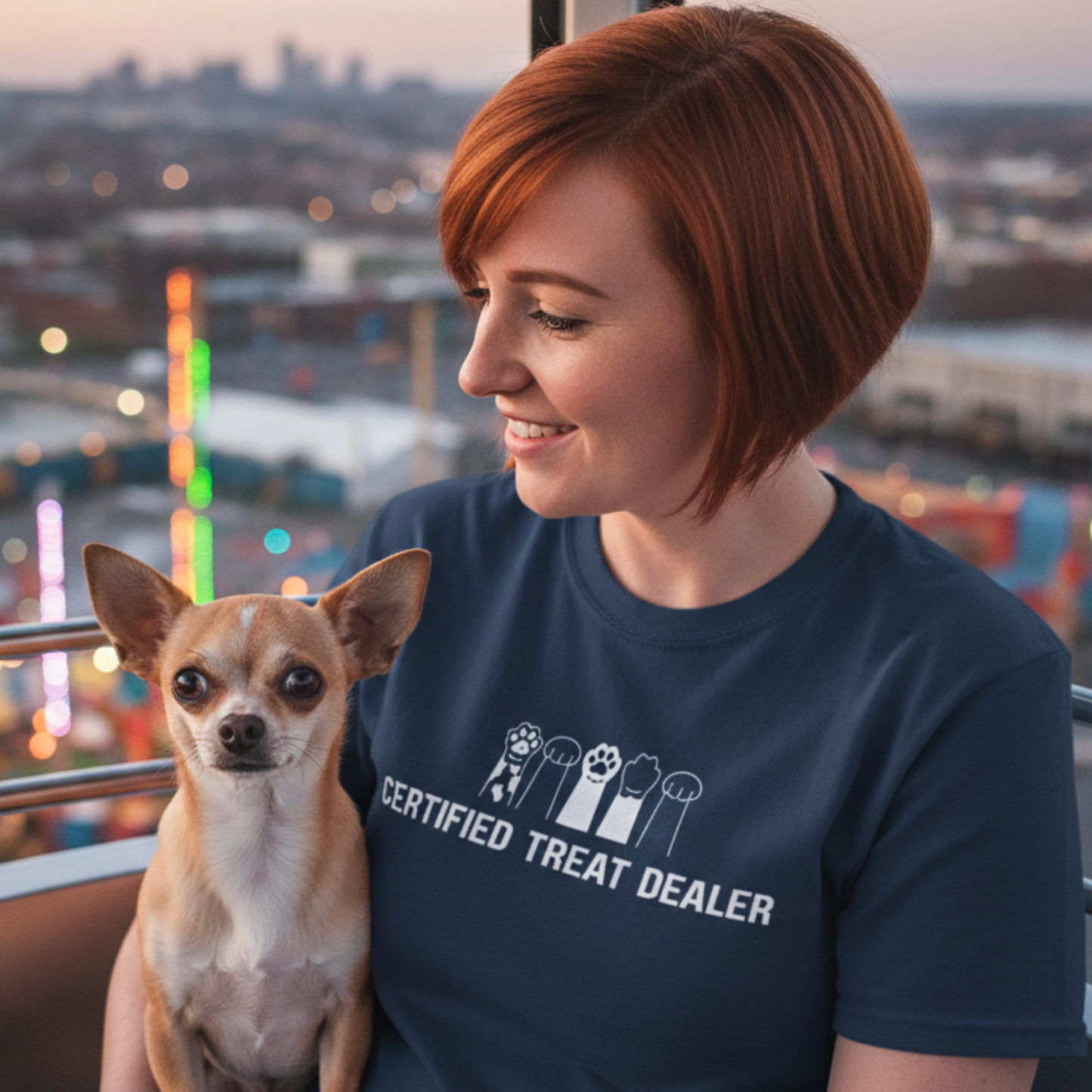 Certified Treat Dealer, Dog T-Shirt | Funny Paw Graphic Unisex Garment Dyed Tee