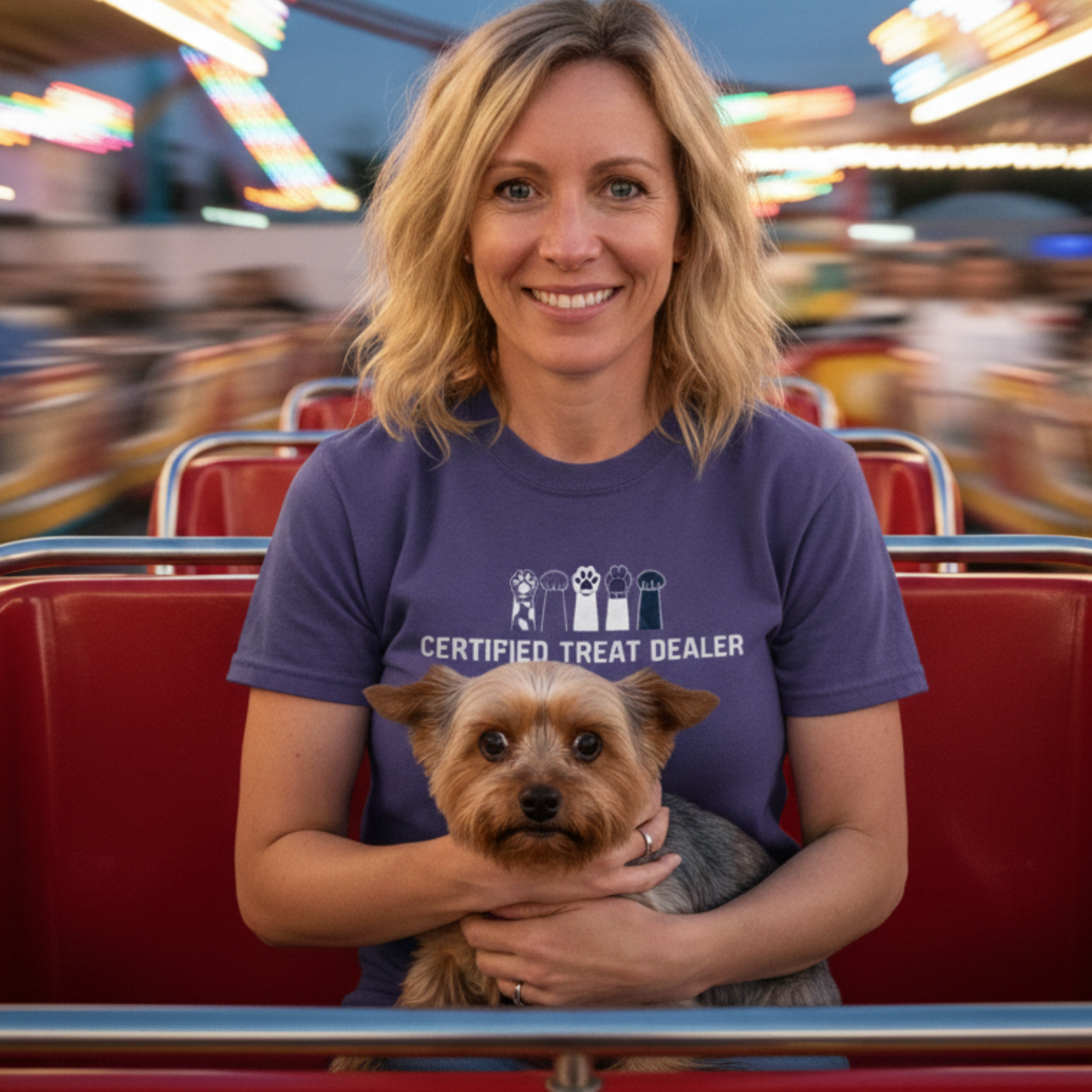 Certified Treat Dealer, Dog T-Shirt | Funny Paw Graphic Unisex Garment Dyed Tee
