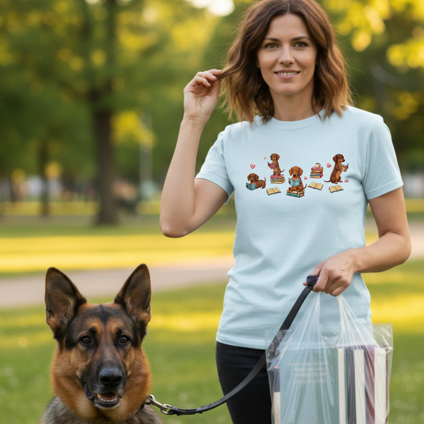 Dachshund Book Lover T-shirt | Reading Wiener Dog, Bookish Doxie Dyed Comfort Colors™ Tee