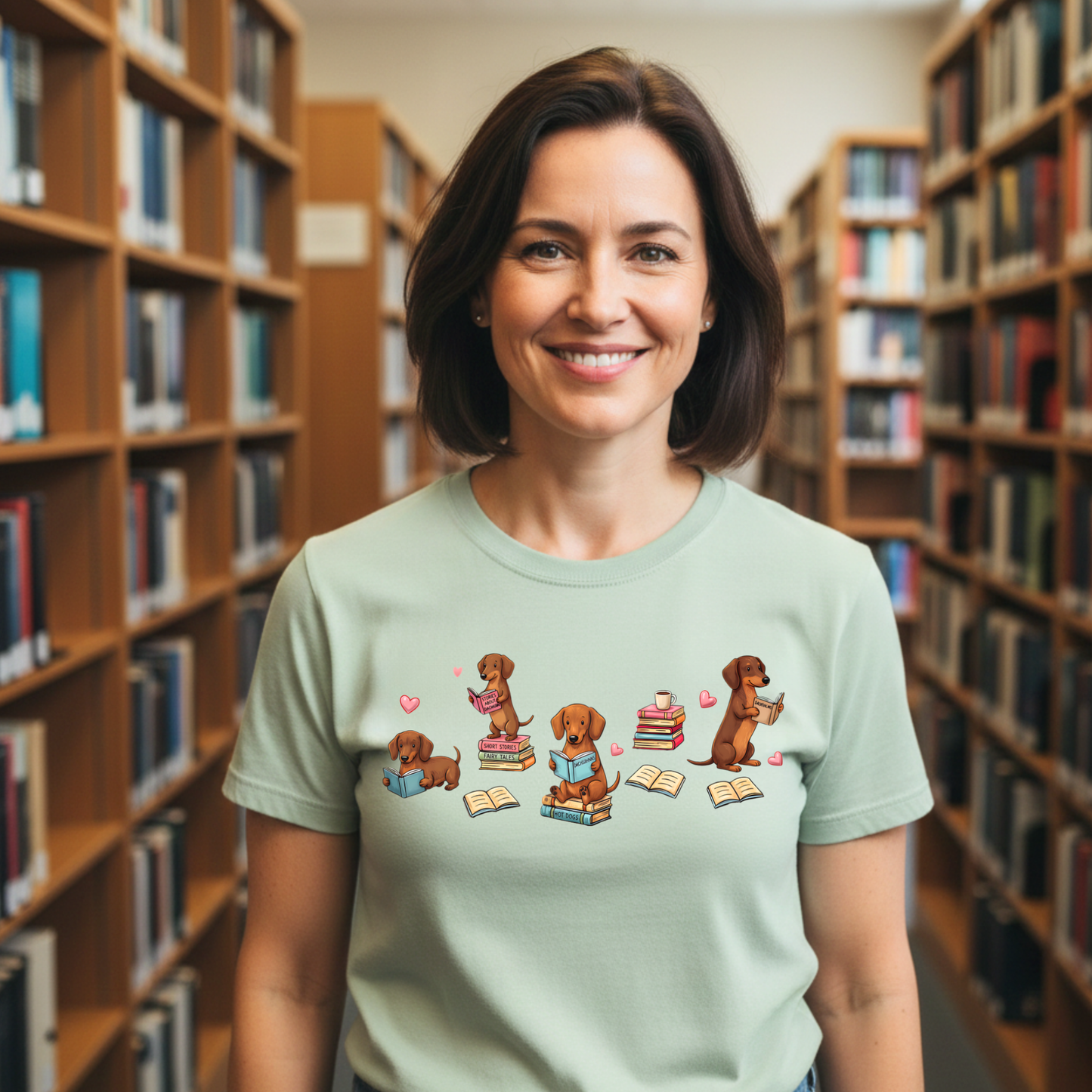 Dachshund Book Lover T-shirt | Reading Wiener Dog, Bookish Doxie Dyed Comfort Colors™ Tee