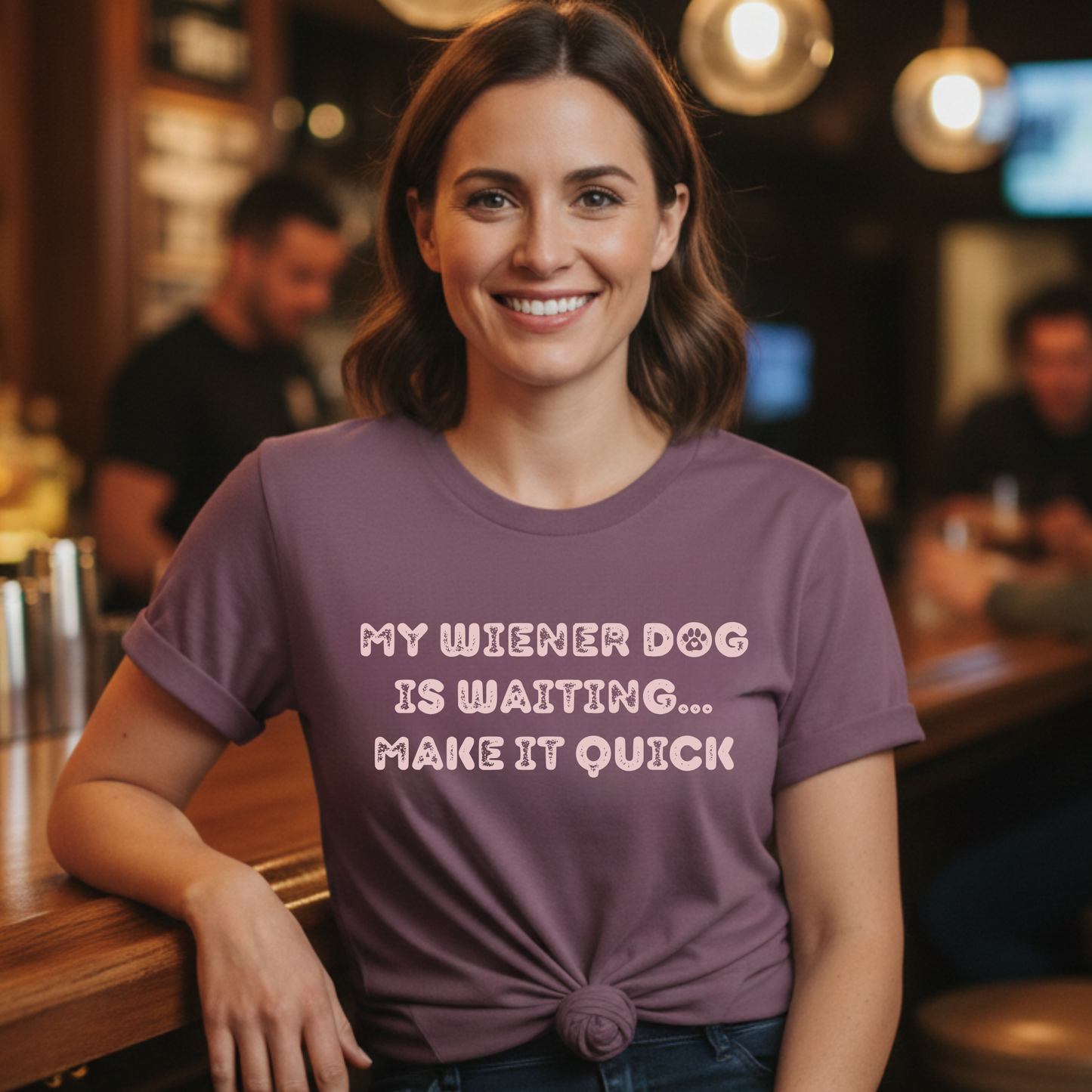 My Wiener Dog Is Waiting Make It Quick T-shirt | Dachshund Dog Mom Comfort Colors ™ Dyed Tee