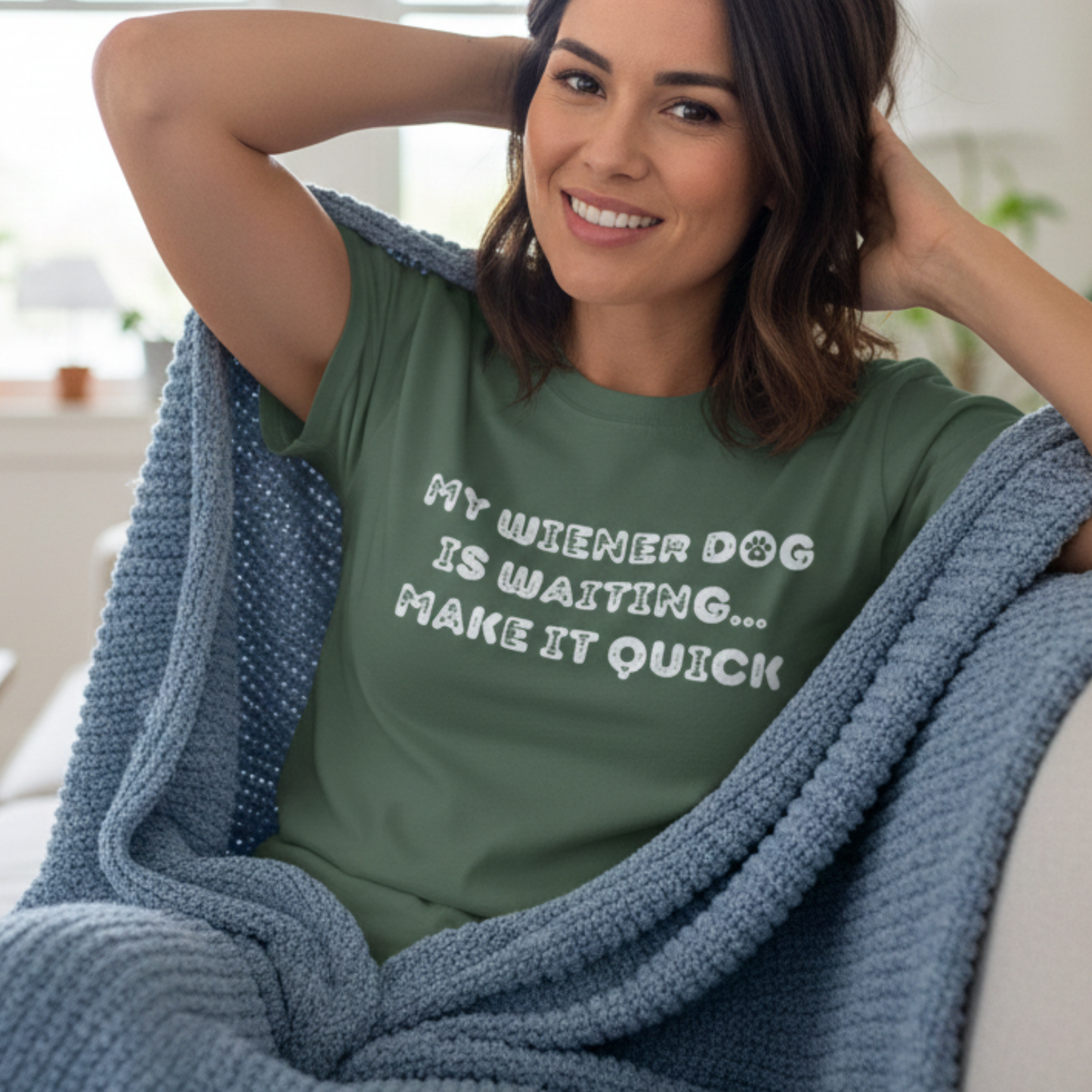 My Wiener Dog Is Waiting Make It Quick T-shirt | Dachshund Dog Mom Comfort Colors ™ Dyed Tee