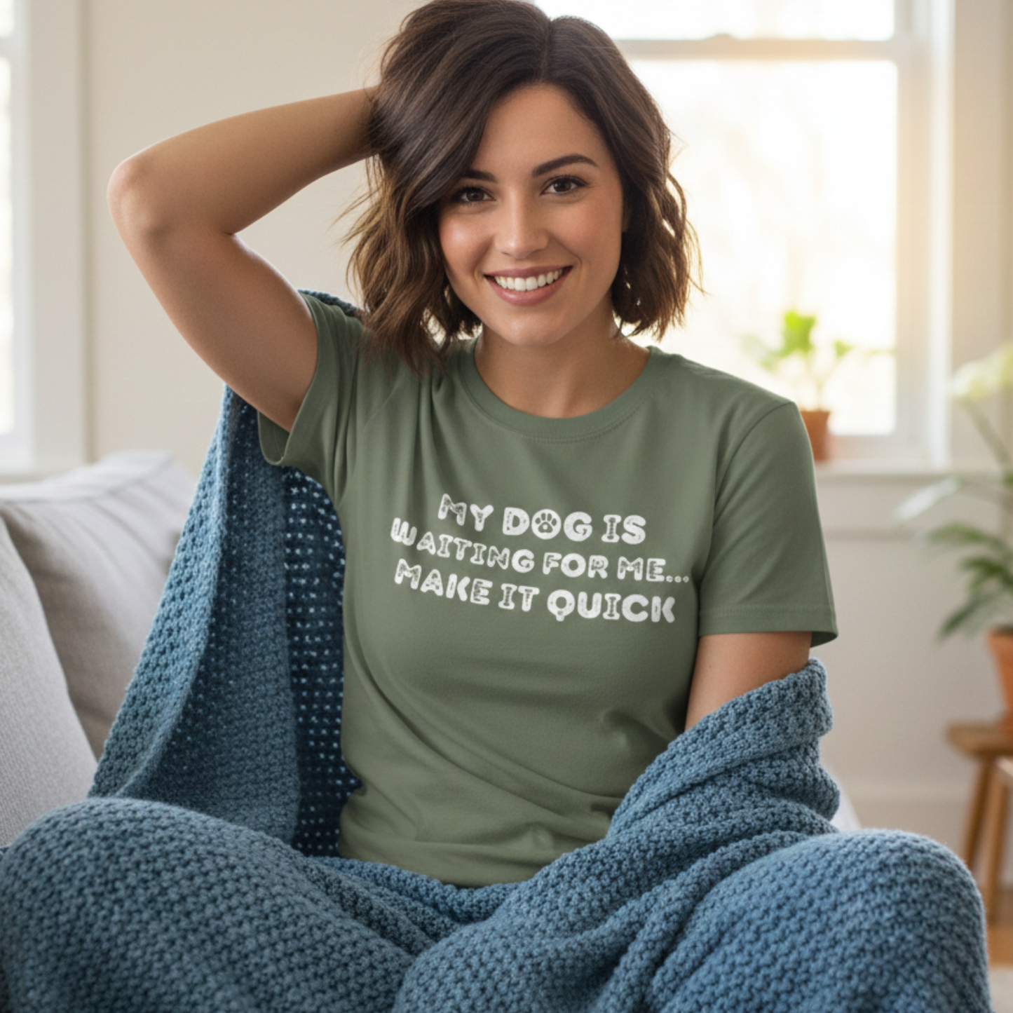 My Dog Is Waiting Make It Quick T-shirt | Funny Dog Mom Sarcastic Pet Lover Tee Sarcastic Mem