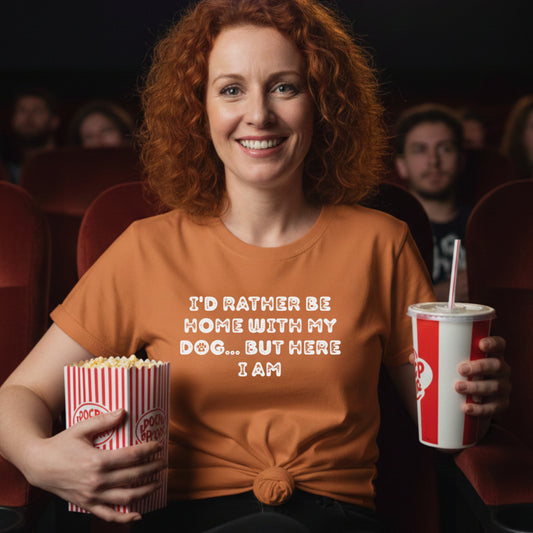 I'd Rather Be With My Dog... But Here  I Am T-shirt | Funny Dog Mom Sarcastic Pet Lover Tee