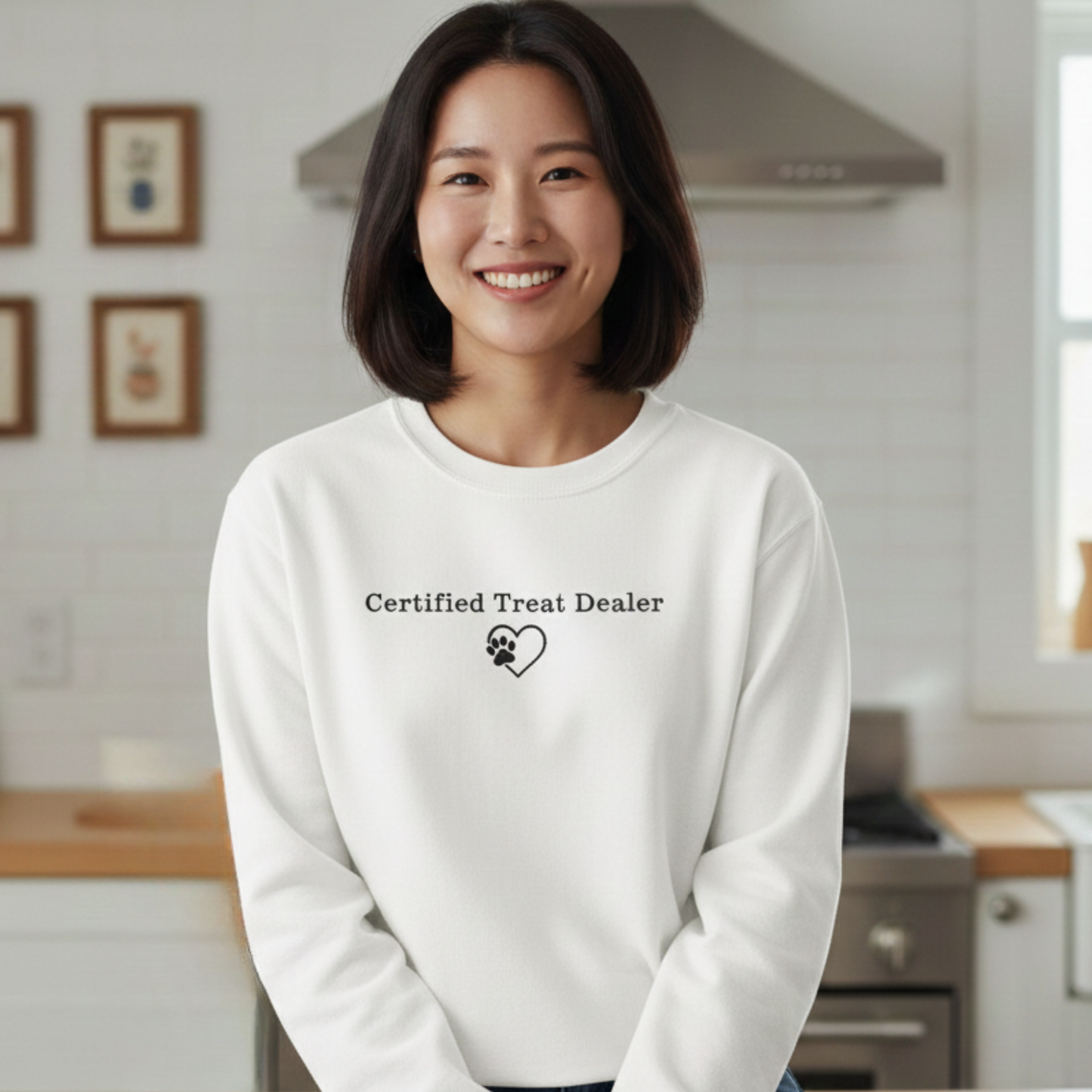 Certified Treat Dealer Dog Mom Sweatshirt | Funny Dog Lover Gildan 18000 Poly-Cotton Crewneck