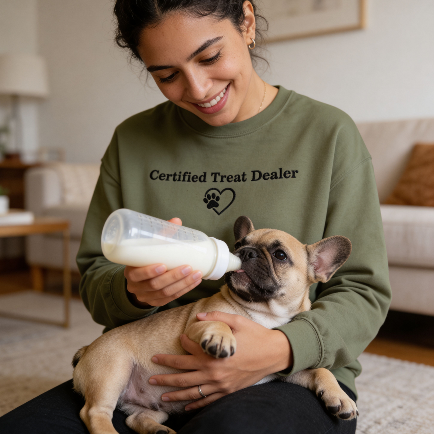 Certified Treat Dealer Dog Mom Sweatshirt | Funny Dog Lover Gildan 18000 Poly-Cotton Crewneck