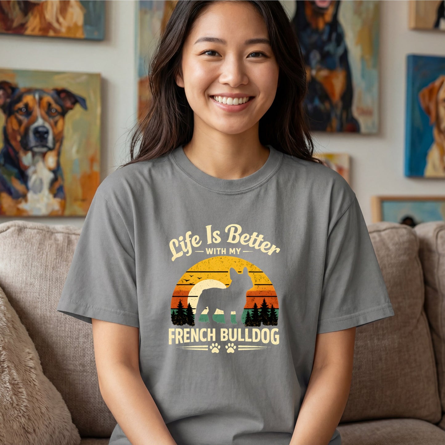 Life Is Better With My French Bulldog T-shirt | Dog Mom Pet Lover | T-Shirt