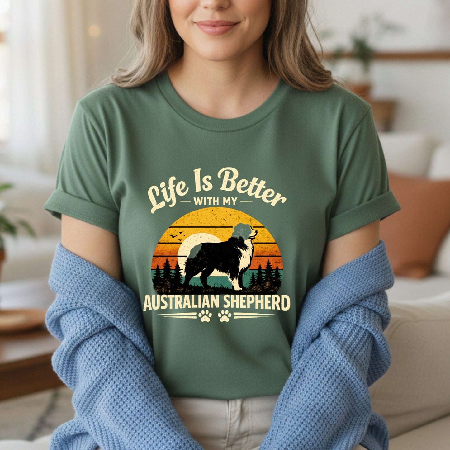 Life Is Better With My Australian Shepherd T-shirt | Dog Mom Pet Lover Comfort Colors T-Shirt
