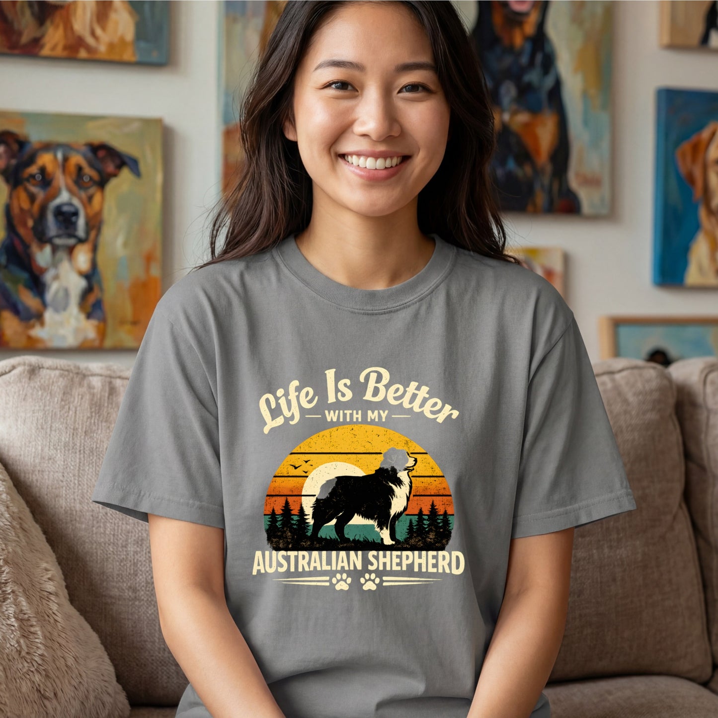 Life Is Better With My Australian Shepherd T-shirt | Dog Mom Pet Lover Comfort Colors T-Shirt