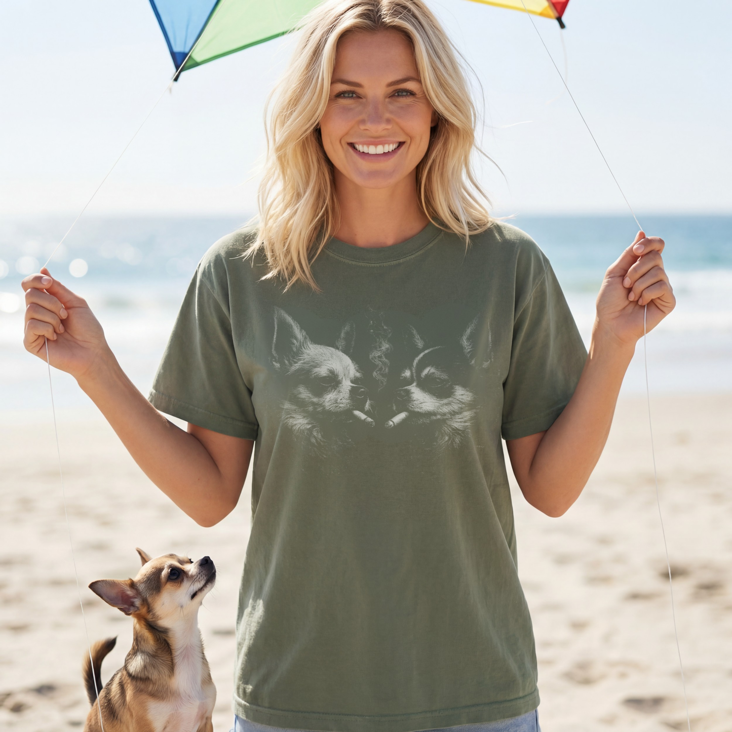 Smoking Chihuahuas Vintage Y2K Grunge Dog Graphic Tee | Comfort Colors Dyed T-shirt