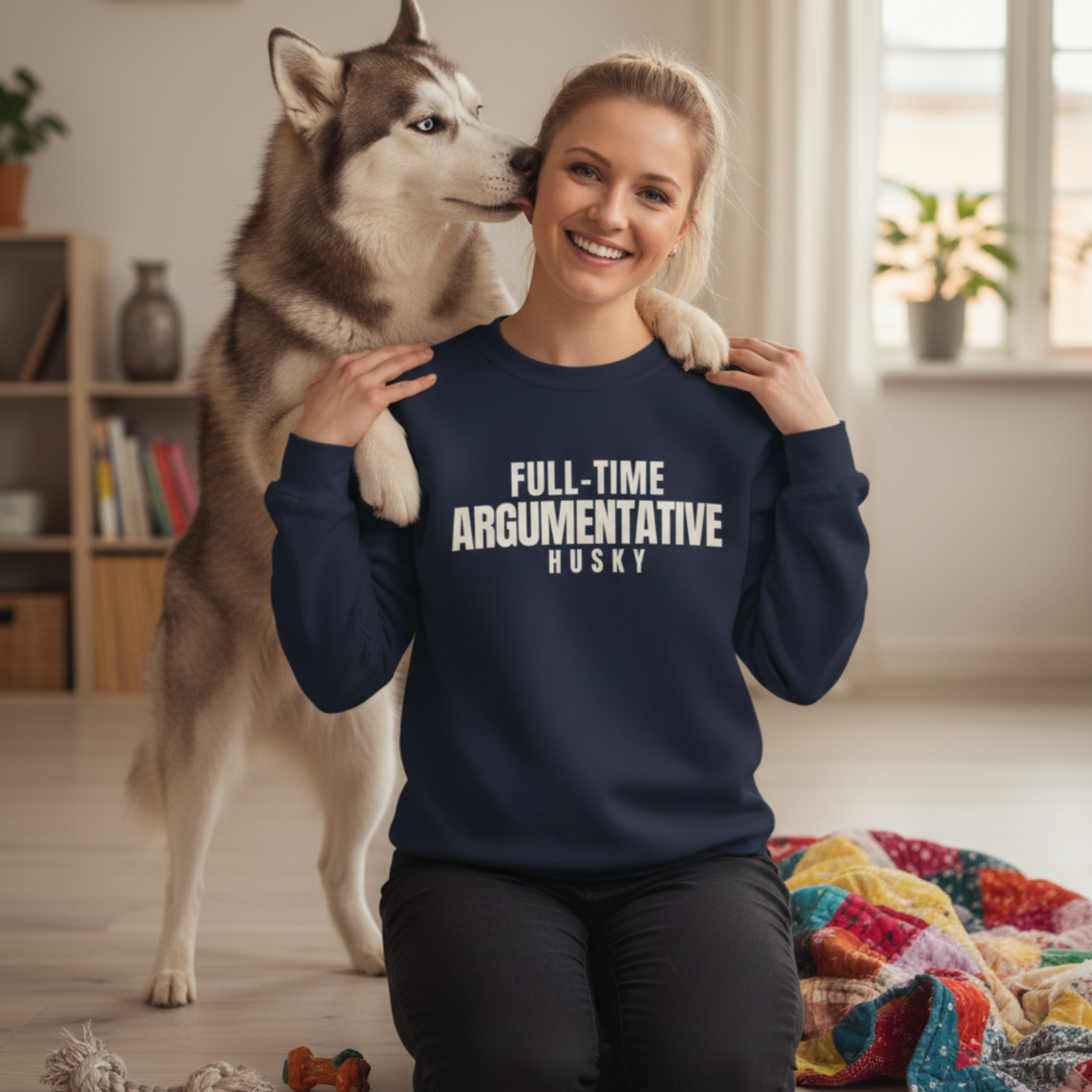 Full-Time Argumentative Siberian Husky Sweatshirt | Funny Husky Owner Gift | Sarcastic Dog Lover Crewneck
