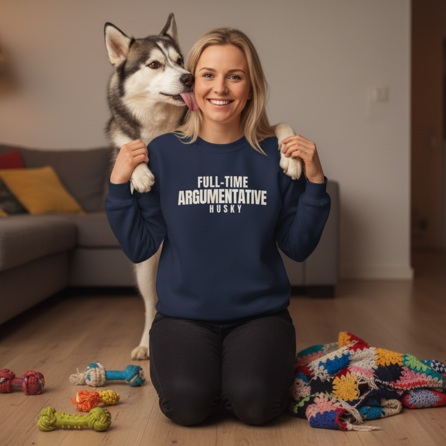Full-Time Argumentative Siberian Husky Sweatshirt | Funny Husky Owner Gift | Sarcastic Dog Lover Crewneck