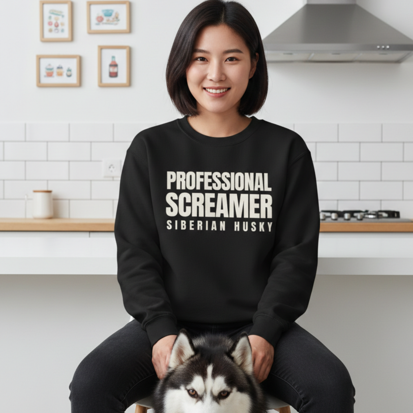 Funny Husky Sweatshirt - Professional Screamer Siberian Husky Crewneck - Husky Owner Gift