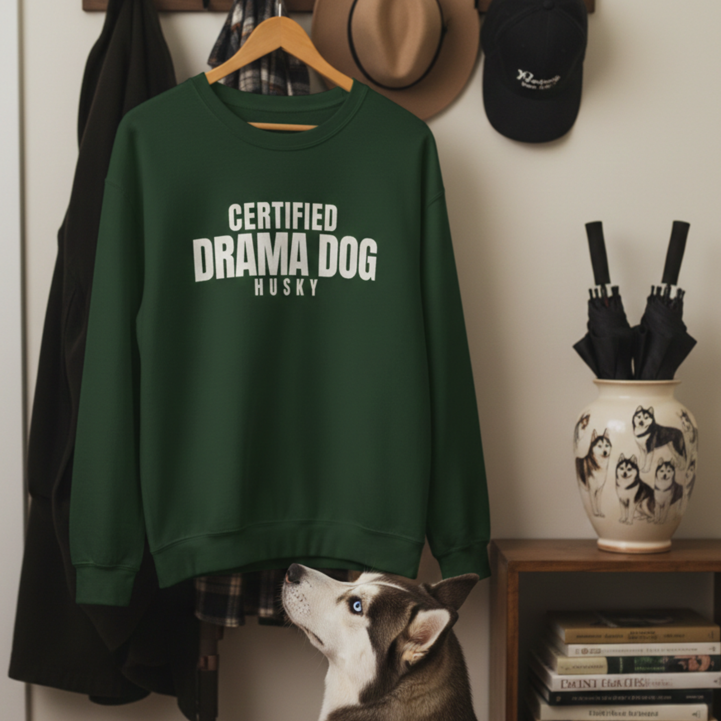 Funny Husky Certified Drama Dog, Siberian Husky Owner Gift, Cozy Sarcastic Pet Lover Sweatshirt