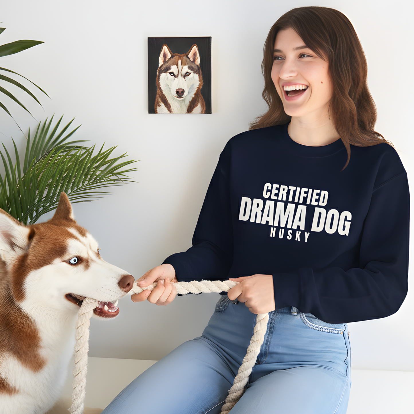 Funny Husky Certified Drama Dog, Siberian Husky Owner Gift, Cozy Sarcastic Pet Lover Sweatshirt