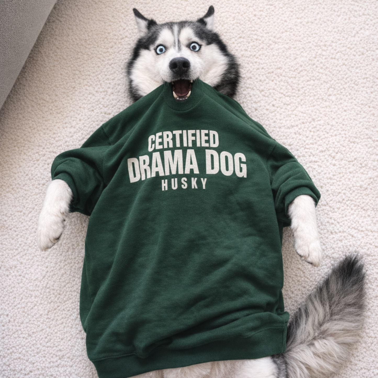 Funny Husky Certified Drama Dog, Siberian Husky Owner Gift, Cozy Sarcastic Pet Lover Sweatshirt