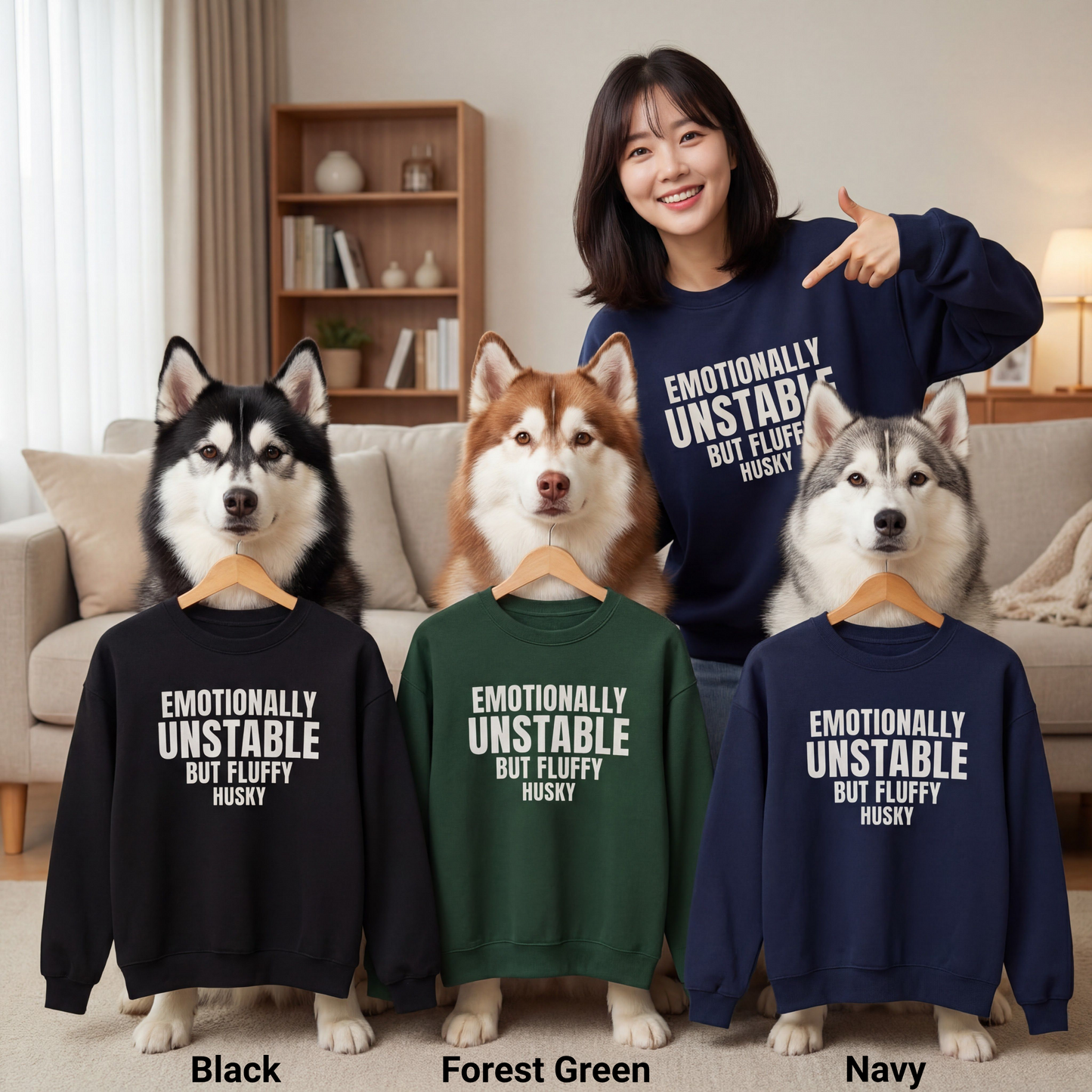 Emotionally Unstable But Fluffy Husky Sweatshirt | Funny Sarcastic Dog Lover Gift