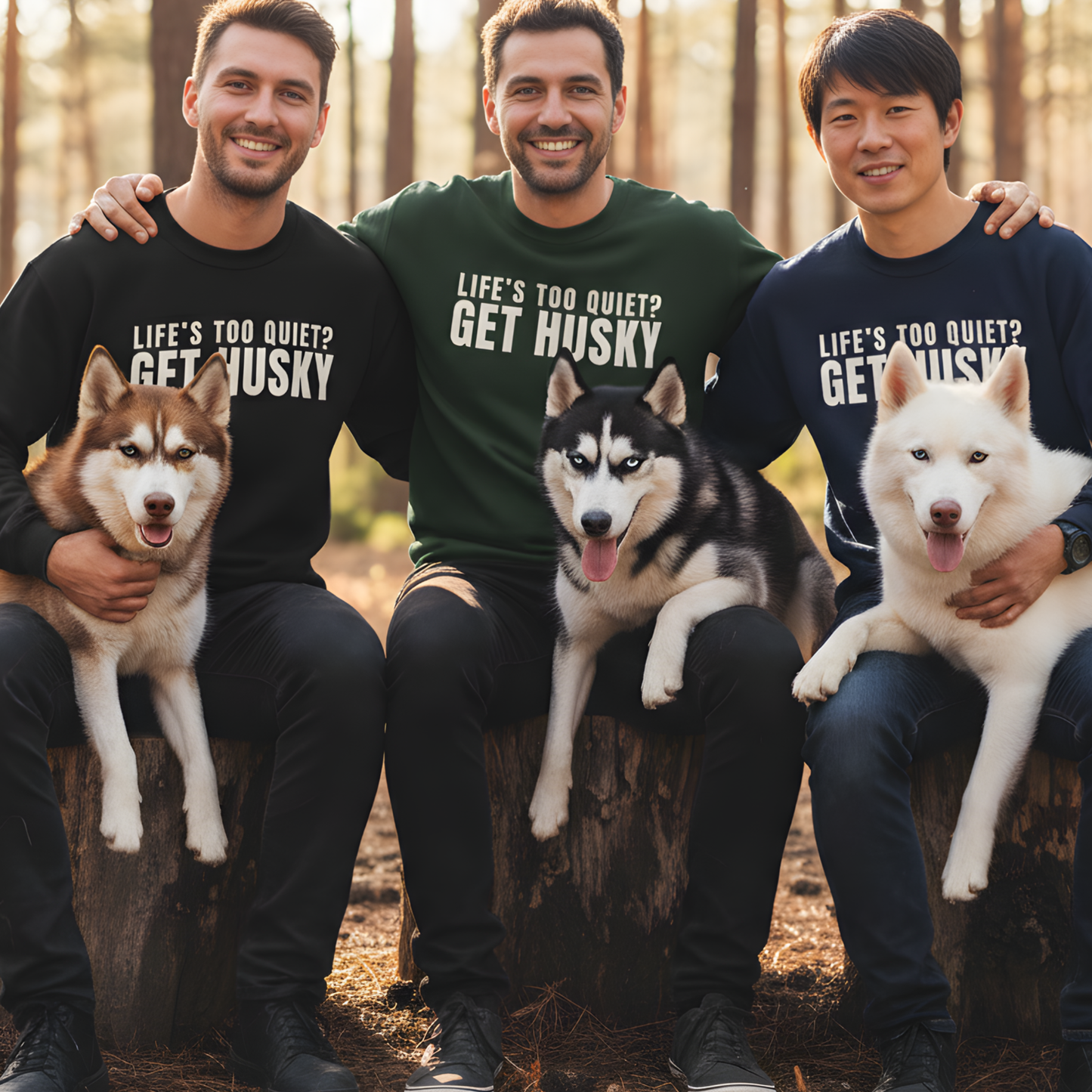 Life Is Too Quiet Get Husky, Funny Sarcastic Dog Lover Sweatshirt | Dog Quote Gift