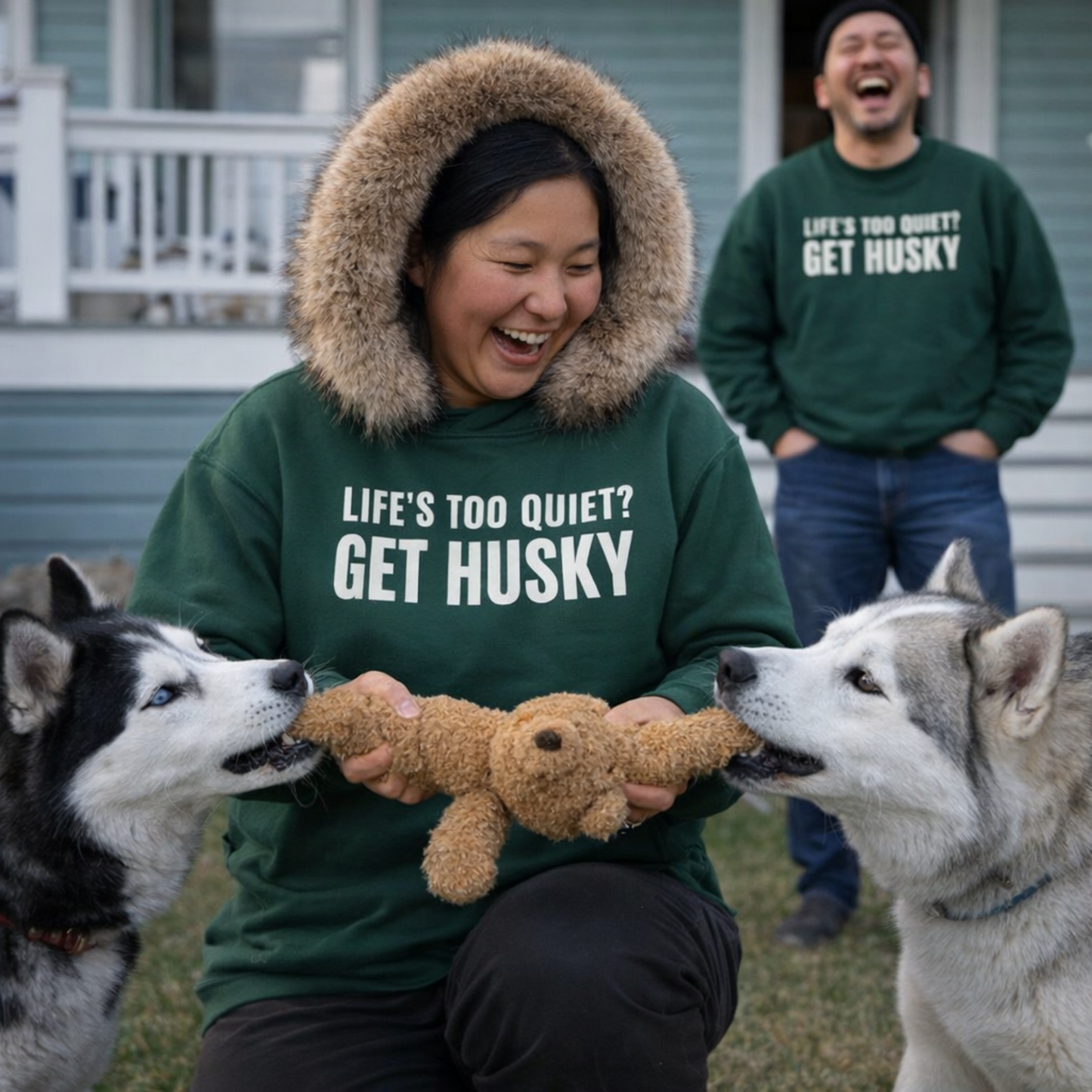 Life Is Too Quiet Get Husky, Funny Sarcastic Dog Lover Sweatshirt | Dog Quote Gift