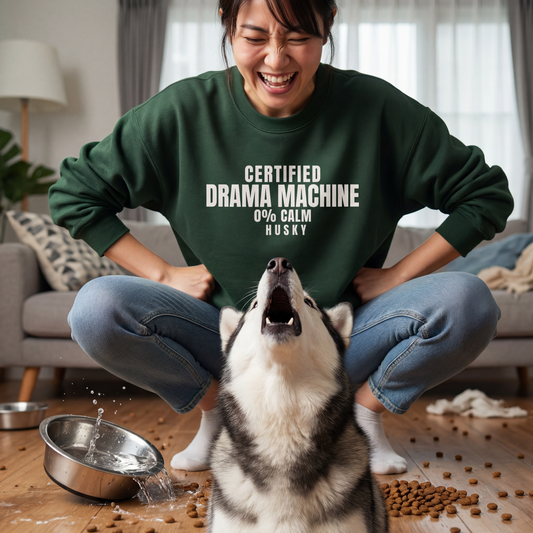 Certified Drama Machine Husky Sweatshirt | Funny Sarcastic Dog Quote Crewneck Gift