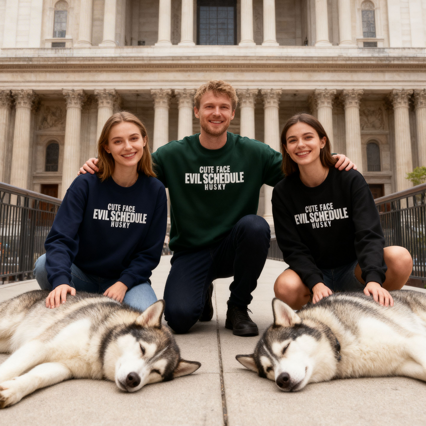 Cute Face Evil Schedule Husky Sweatshirt | Funny Sarcastic Dog Quote Crewneck Gift