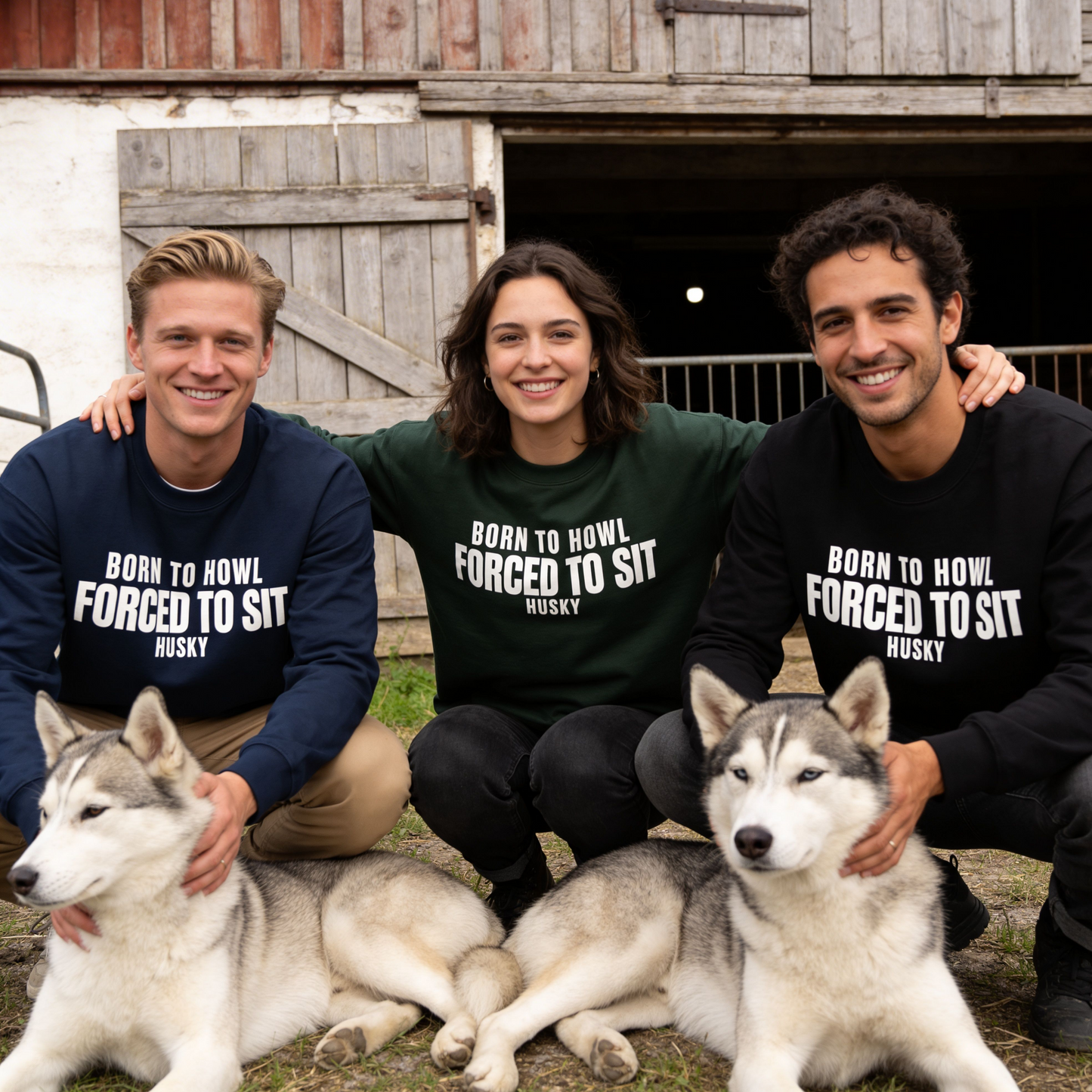 Born To Howl Forced To Sit Husky Sweatshirt | Funny Sarcastic Dog Quote Crewneck Gift