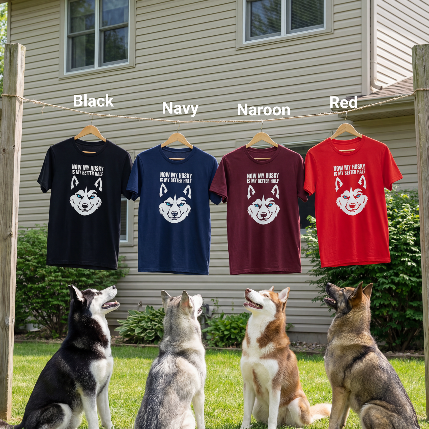 Funny Husky T-Shirt, Now My Husky Is My Better Half, Husky Owner Gift, Siberian Husky Lover Cotton Tee, Dog Mom Dad Shirt