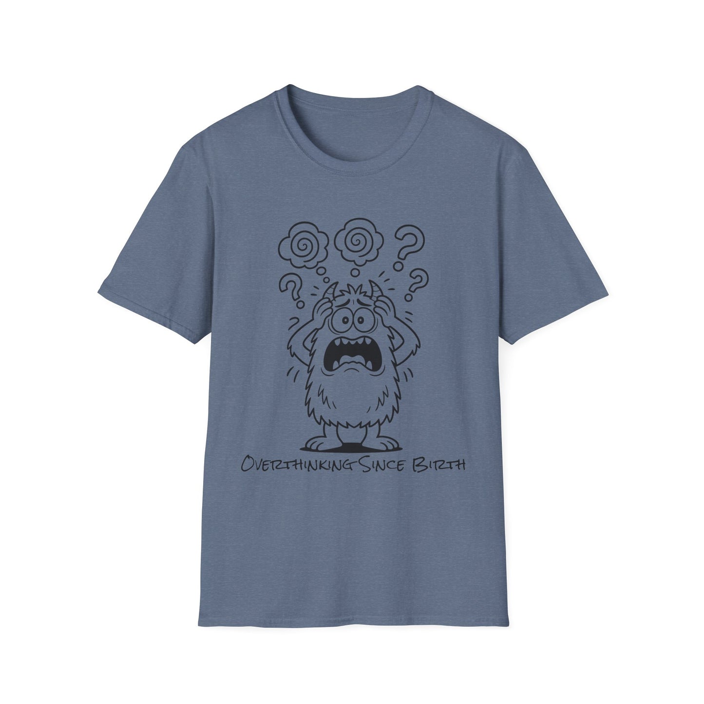 Overthinking Since Birth Tee  Funny Anxiety Monster Shirt  Adult Coloring Style