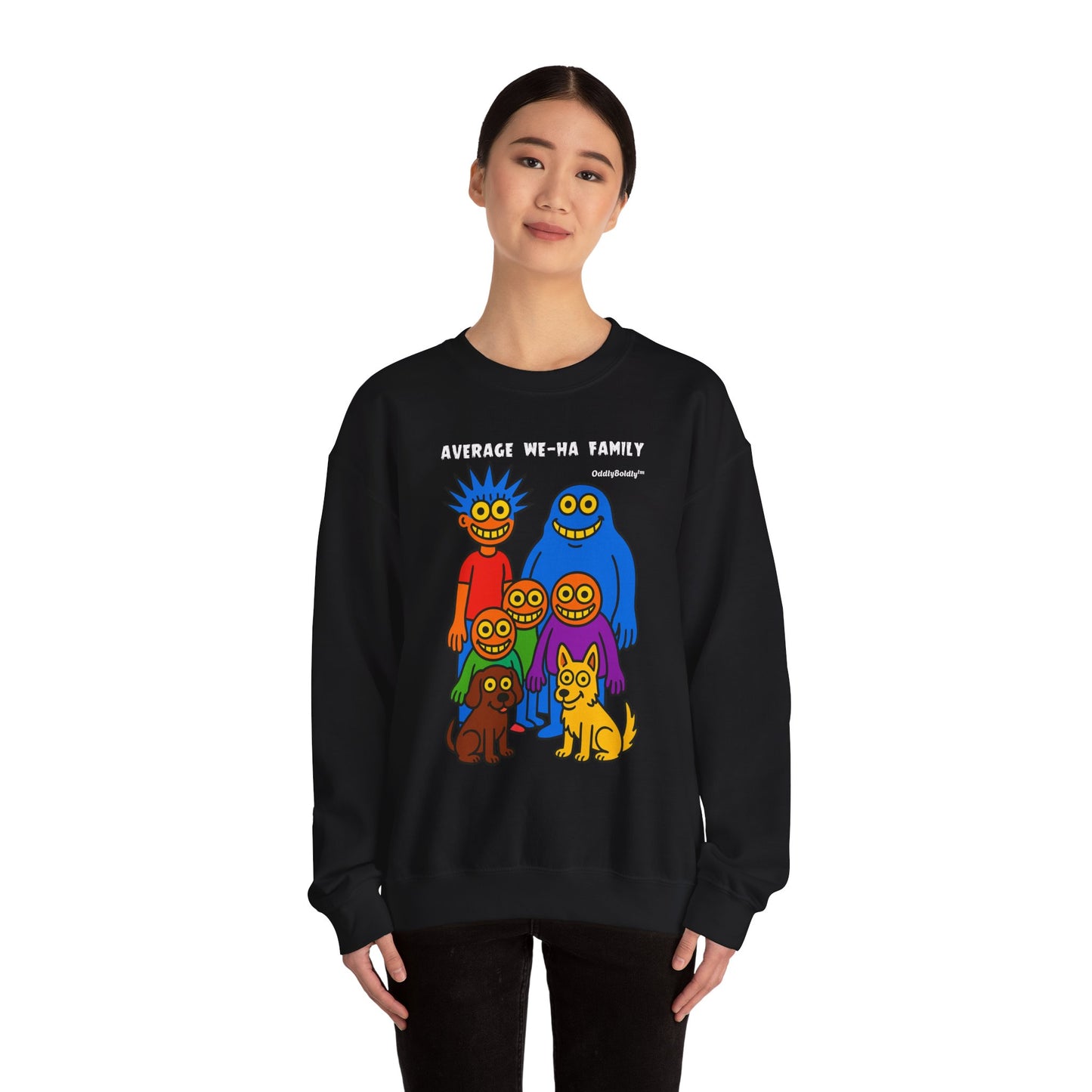 Colorful Cartoon Average We-Ha Family Sweatshirt - Perfect for Family Gatherings, Game Nights, or Cozy Lounging, Unique Gift for Family