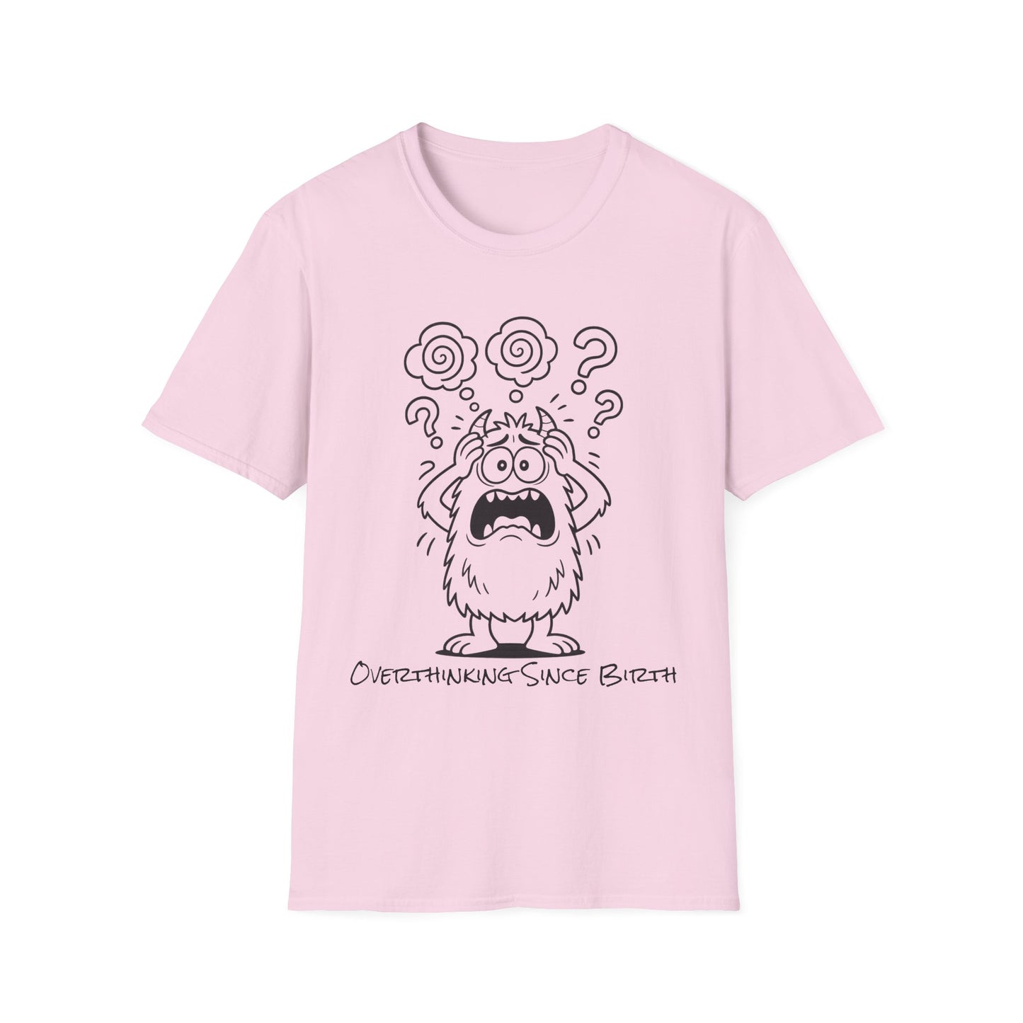 Overthinking Since Birth Tee  Funny Anxiety Monster Shirt  Adult Coloring Style
