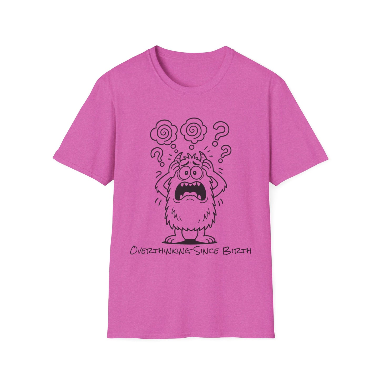 Overthinking Since Birth Tee  Funny Anxiety Monster Shirt  Adult Coloring Style