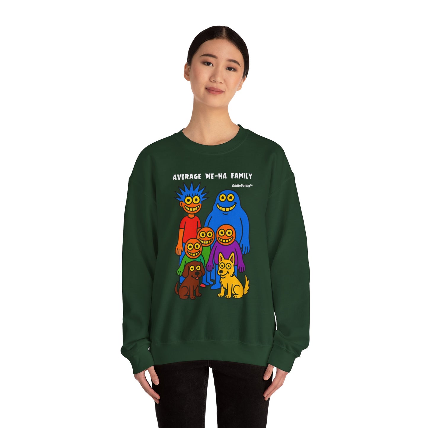 Colorful Cartoon Average We-Ha Family Sweatshirt - Perfect for Family Gatherings, Game Nights, or Cozy Lounging, Unique Gift for Family