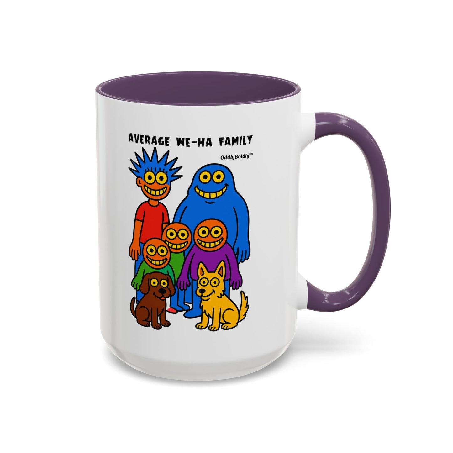 West Hartford Average Family Mug – Funny Local Cartoon Gift, Quirky Monster Coffee Cup, Colorful Small Town Humor