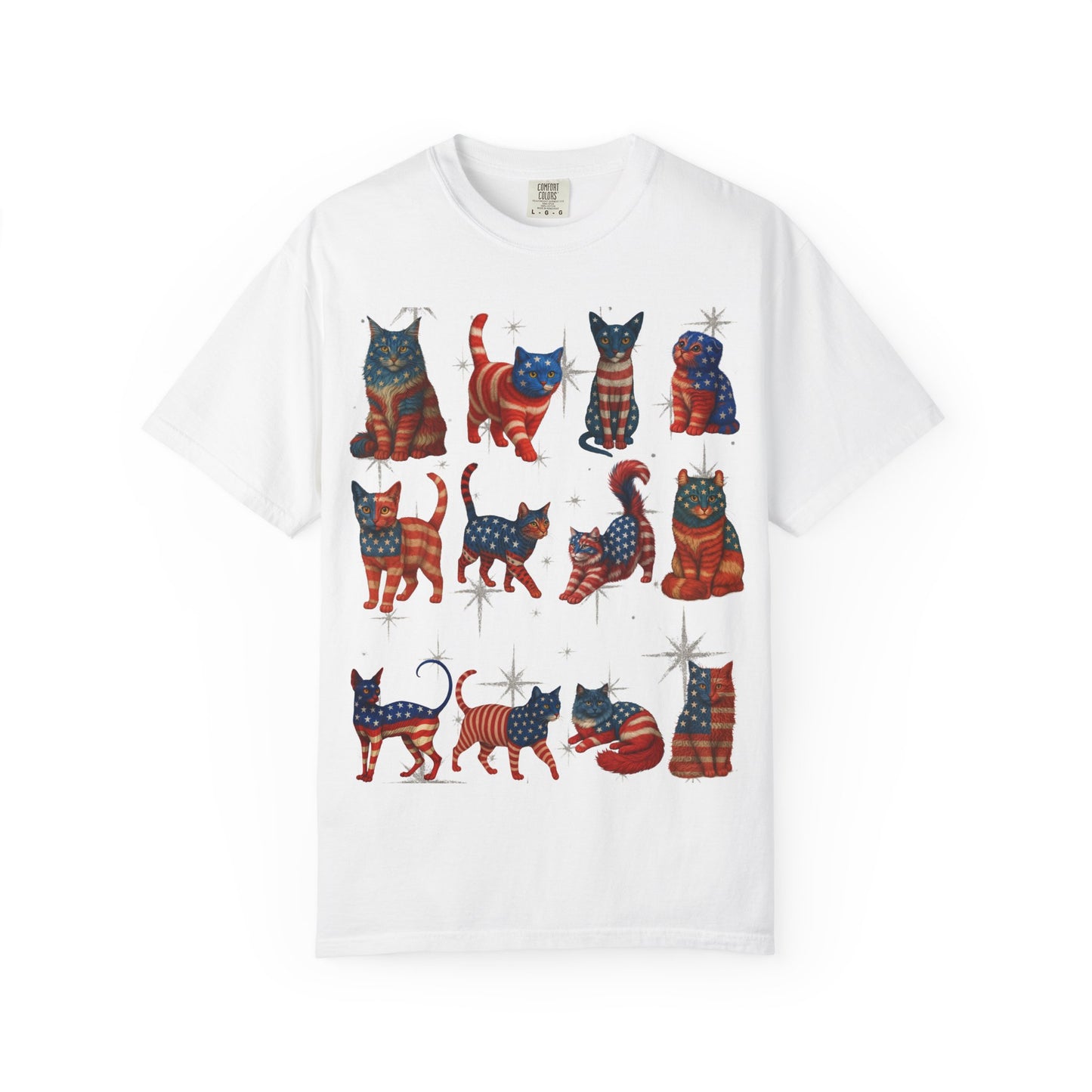 Patriotic Cats 4th of July T-Shirt  USA Flag Cat Shirt Funny Independence Day Graphic Tee for Cat Lovers  Vintage Unisex American Cat Shirt