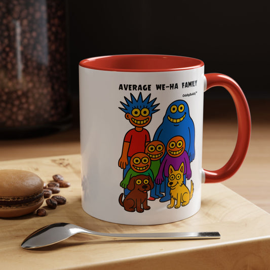 West Hartford Average Family Mug – Funny Local Cartoon Gift, Quirky Monster Coffee Cup, Colorful Small Town Humor