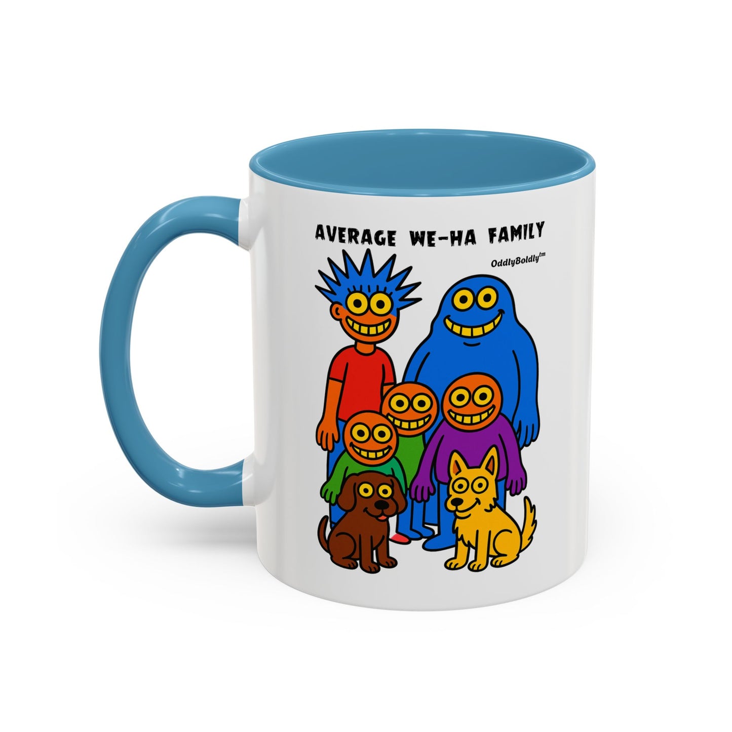West Hartford Average Family Mug – Funny Local Cartoon Gift, Quirky Monster Coffee Cup, Colorful Small Town Humor