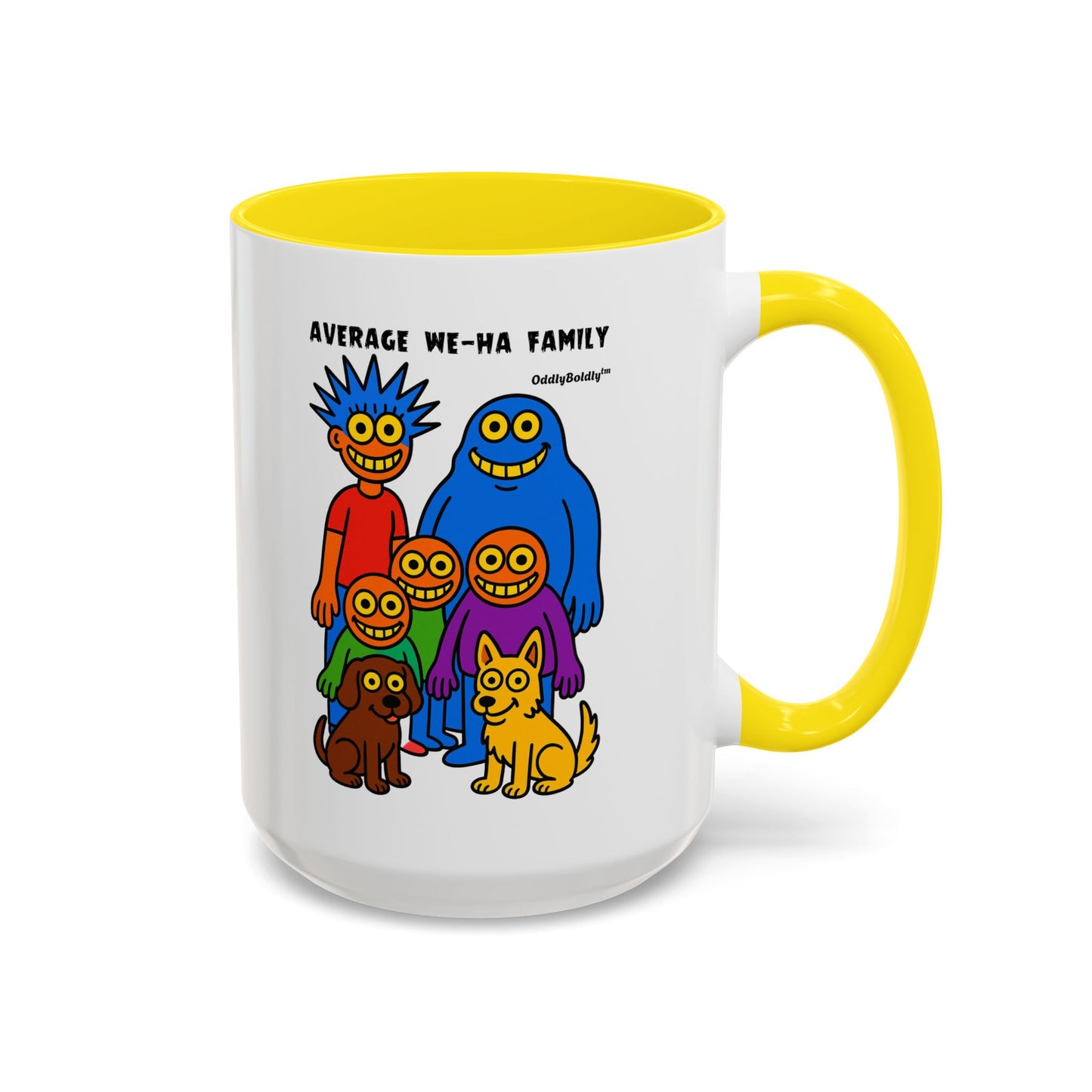West Hartford Average Family Mug – Funny Local Cartoon Gift, Quirky Monster Coffee Cup, Colorful Small Town Humor