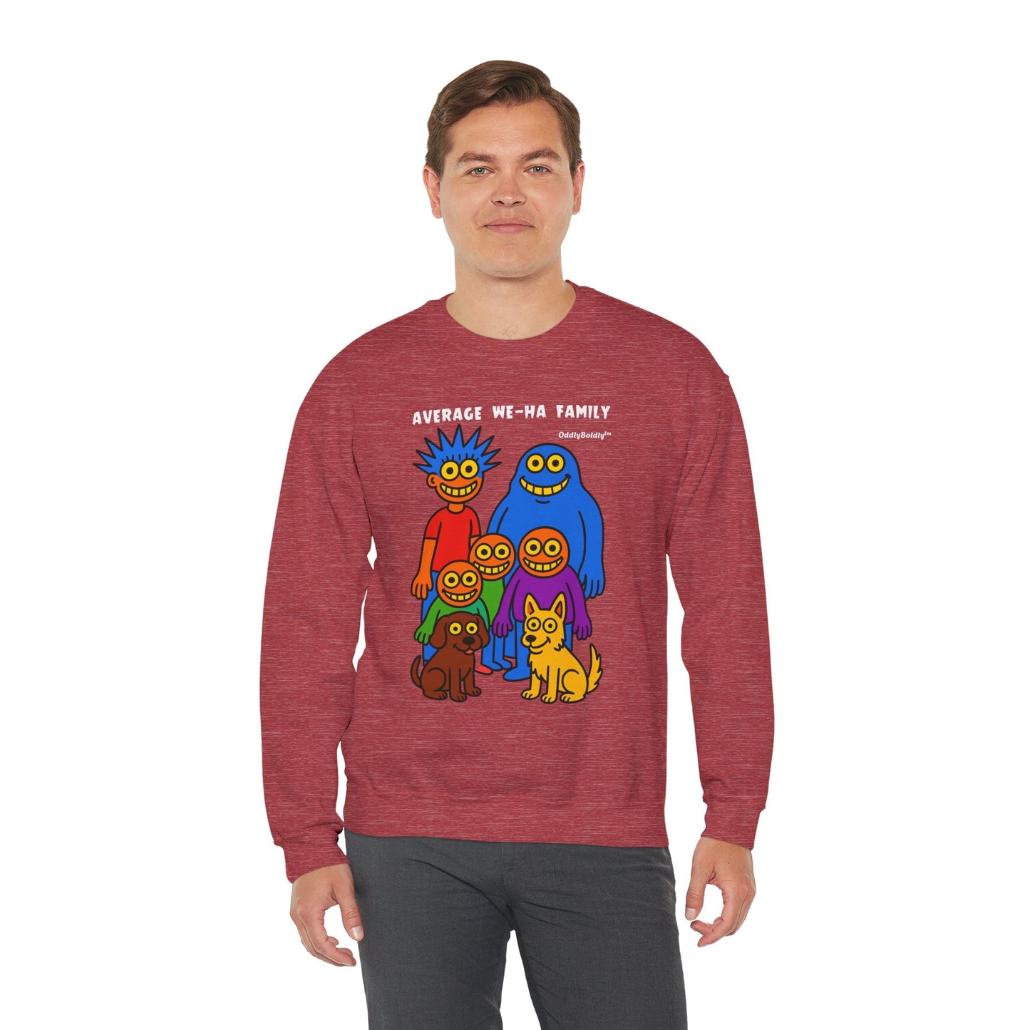 Colorful Cartoon Average We-Ha Family Sweatshirt - Perfect for Family Gatherings, Game Nights, or Cozy Lounging, Unique Gift for Family